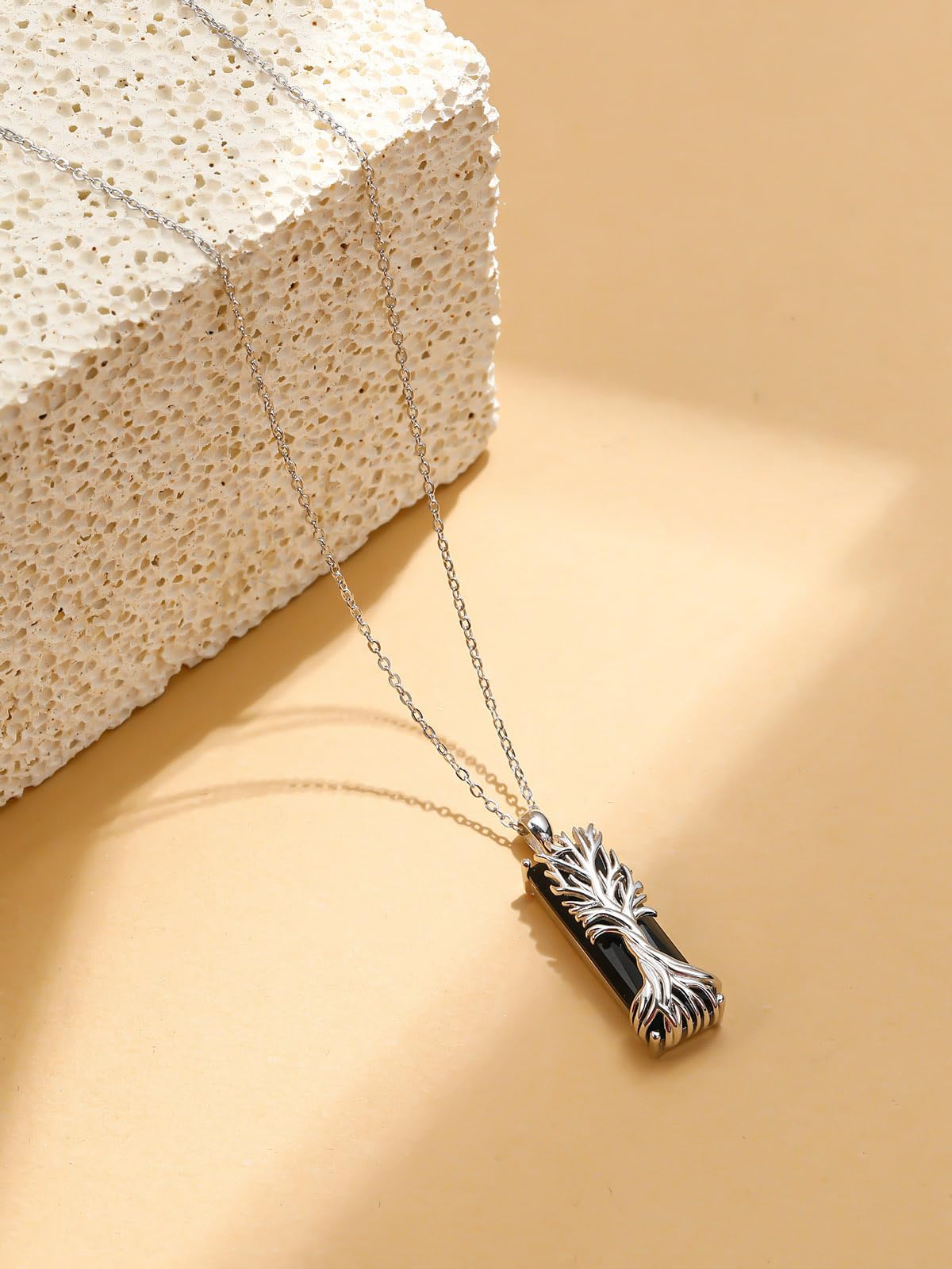 AENEAS Celtic Tree of Life Necklace for Women Men 925 Sterling Silver Black Crystal Tree of Life Pendent Fancy Jewelry Gifts for Her Wife Women