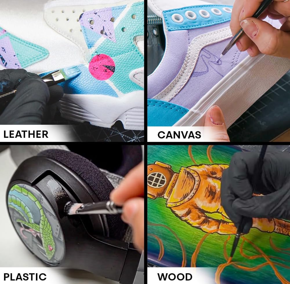 Angelus Acrylic Leather Paint, Best Sellers Kit, Flexible Paint For Shoes, Sneakers, Leather, Canvas, Furniture, and More - 12 Colors (1 oz Each)