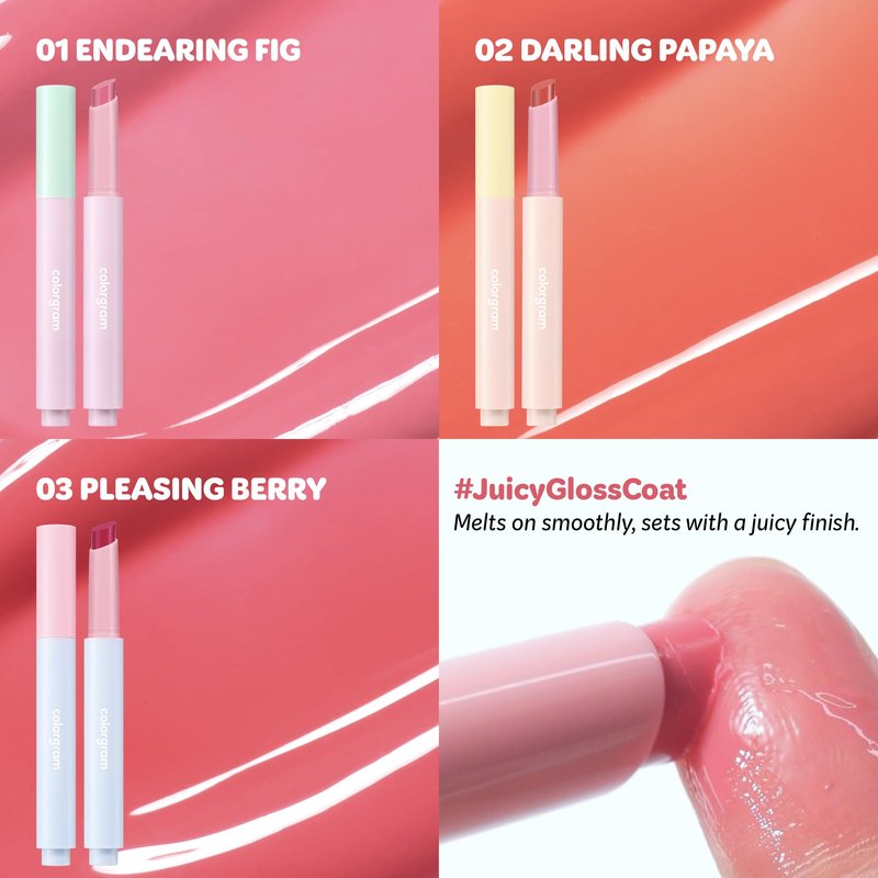 COLORGRAM Fruity Glass Stick 01 ENDEARING FIG | Long-Lasting Juicy Lip Tint with Radiant, Glossy Finish | Melting Syrupy Texture for Vibrant, Hydrated Lips | Non-Sticky Shine