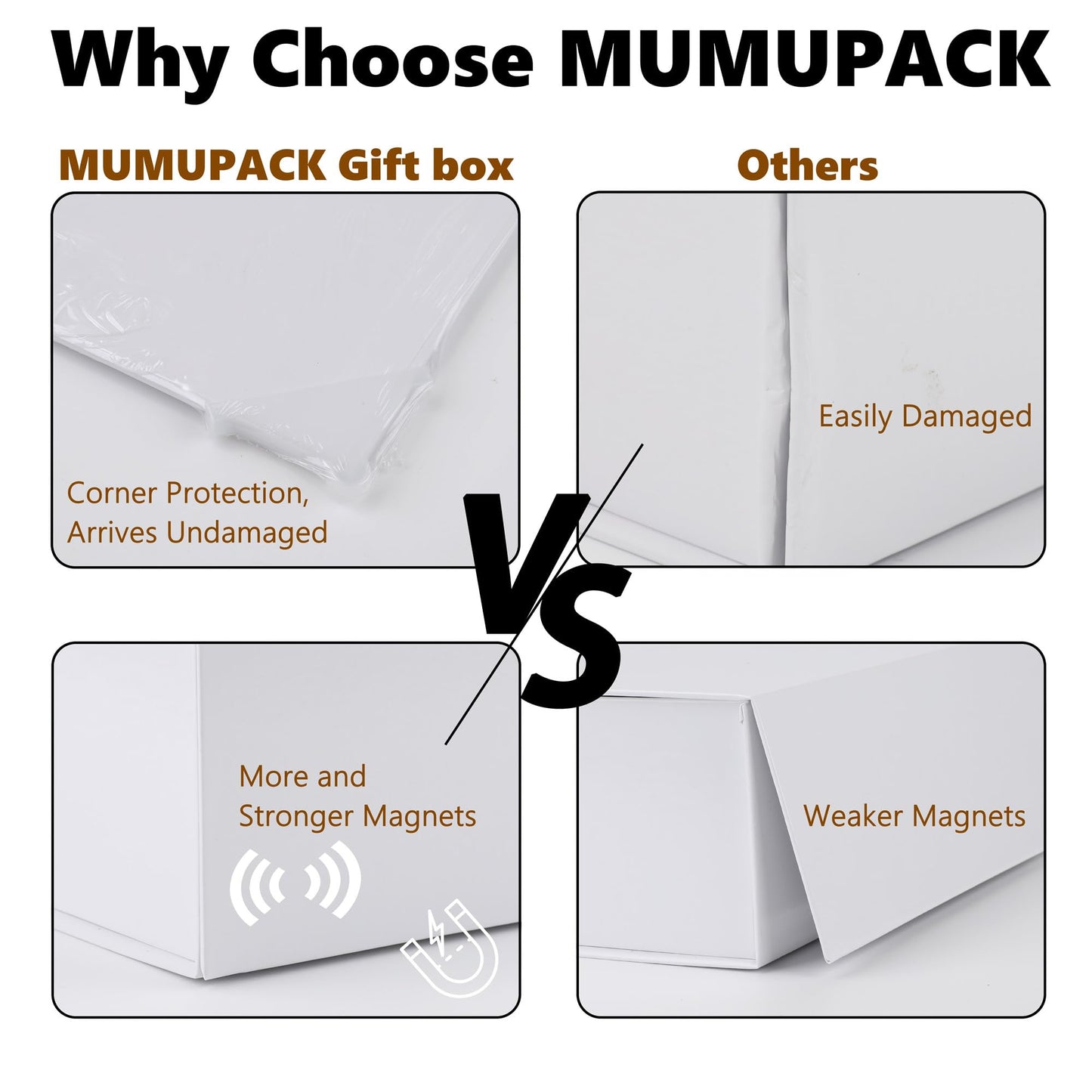 MUMUPACK 6 Pack White Gift Boxes With Lids,12x8x4.5 Inch Bridesmaid Proposal Box And Printable Stickers,Proposal Boxes With Ribbon For Wedding, Packaging, Present, Birthday