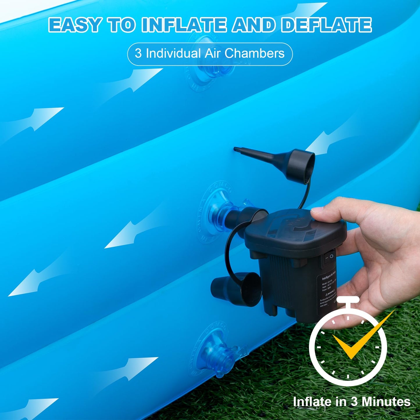 Large Inflatable Pool with Pump, 165" x 76" x 22" Oversized Thickened Blow Up Pools for Adults, Family Swimming Pool for Backyard, Outdoor, and Summer Water Party