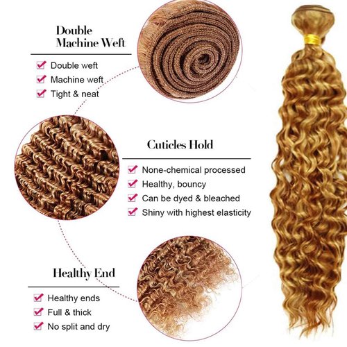 Fabimiya Human Hair Bundles 26 28 30 Inch Light Brown P27/30 Deep Wave Bundles Human Hair 100% Unprocessed Soft Sewn In Hair with Double Weft for Black Women
