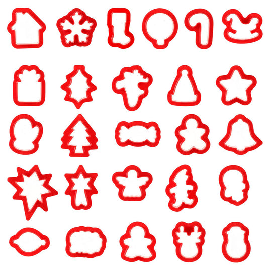26pcs Christmas Polymer Clay Cutters for Ornaments, Resin Polymer Clay Molds Mini Xmas Holiday Embedded Clay Cutters 26 Design Polymer Clay Tools for Earrings Jewelry Making DIY Craft (Red)