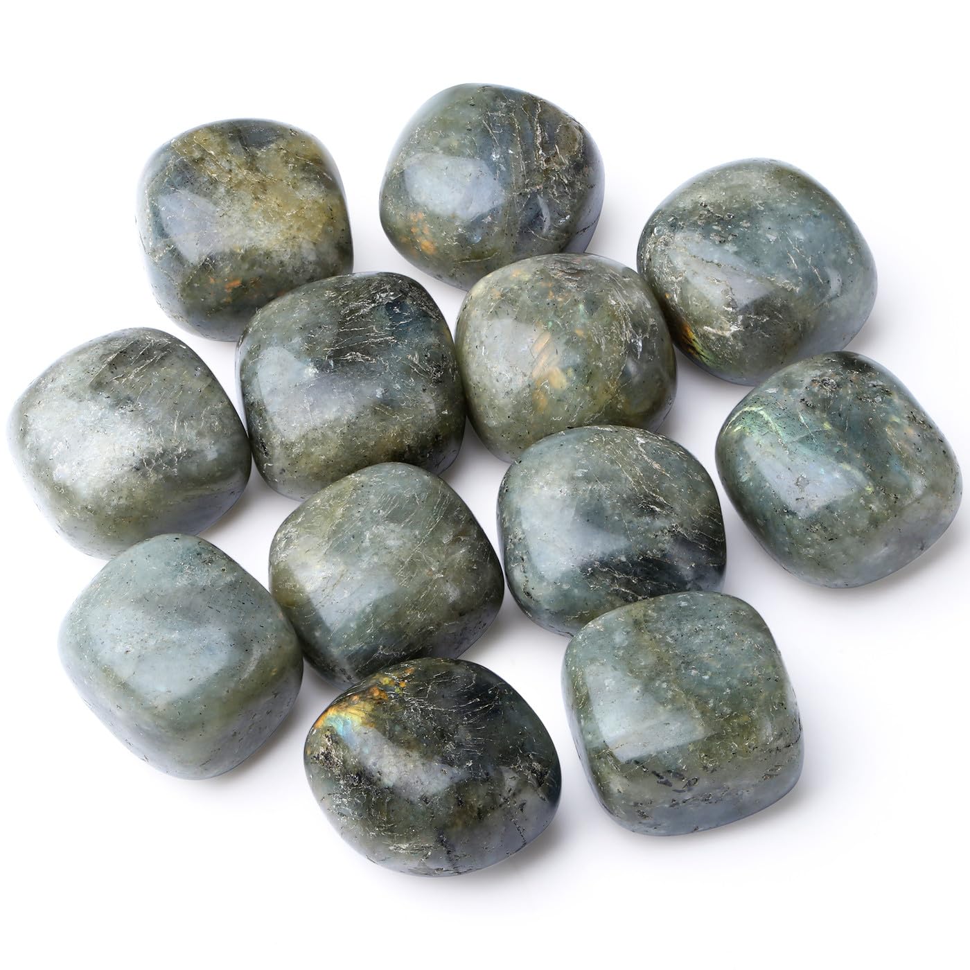 DUQGUHO Rainbow Moonstone Crystals Healing Crystal Stones Set Natural Crystals Bulk Irregular Stones 0.45 lbs