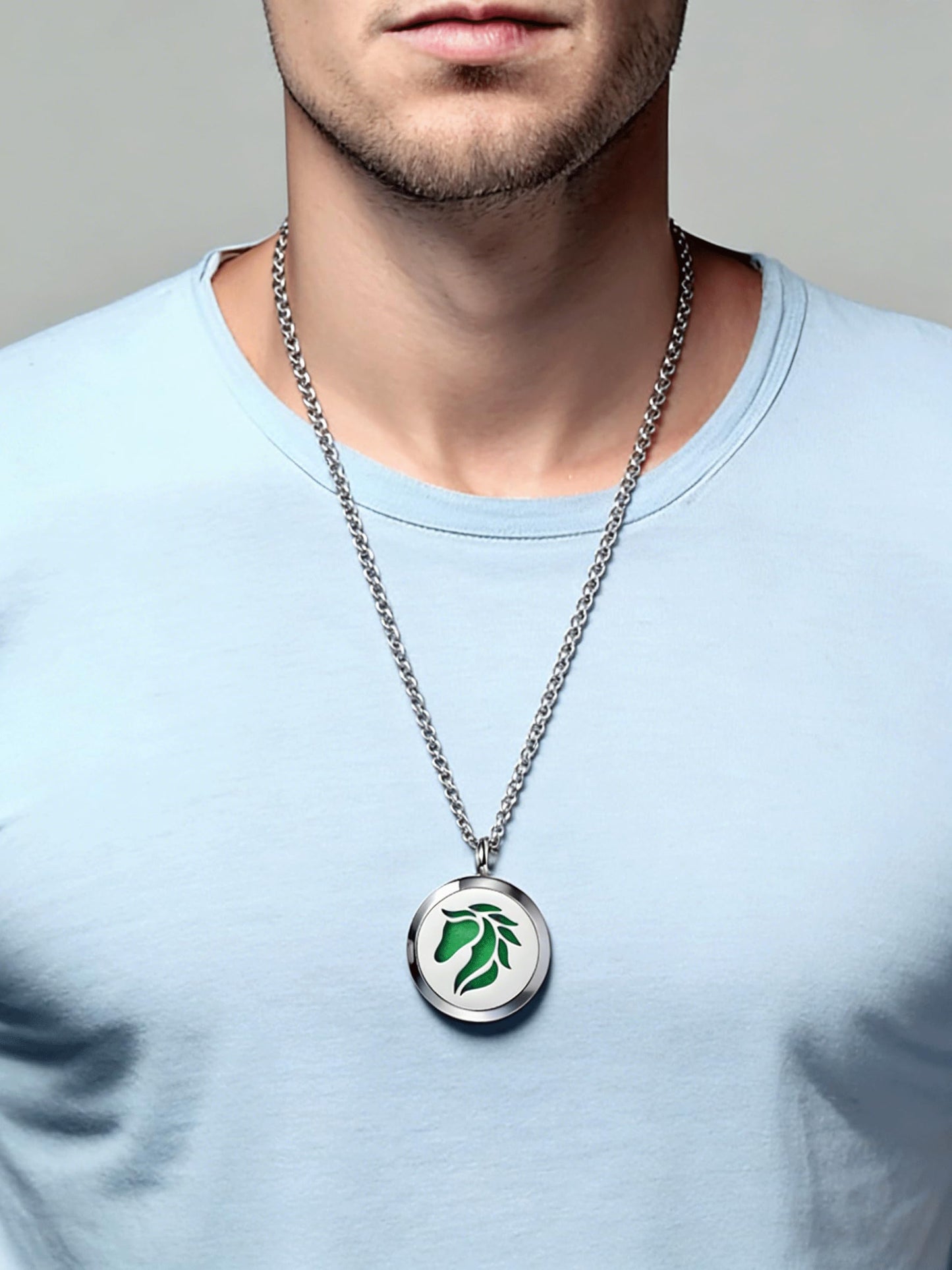 Popeoiuh Essential Oil Diffuser Necklace Aromatherapy Jewelry Stainless Steel Horse Animal Locket Pendant with 24 inch Chain 8 Pads Birthday Christmas Jewelry Gift for Women Men