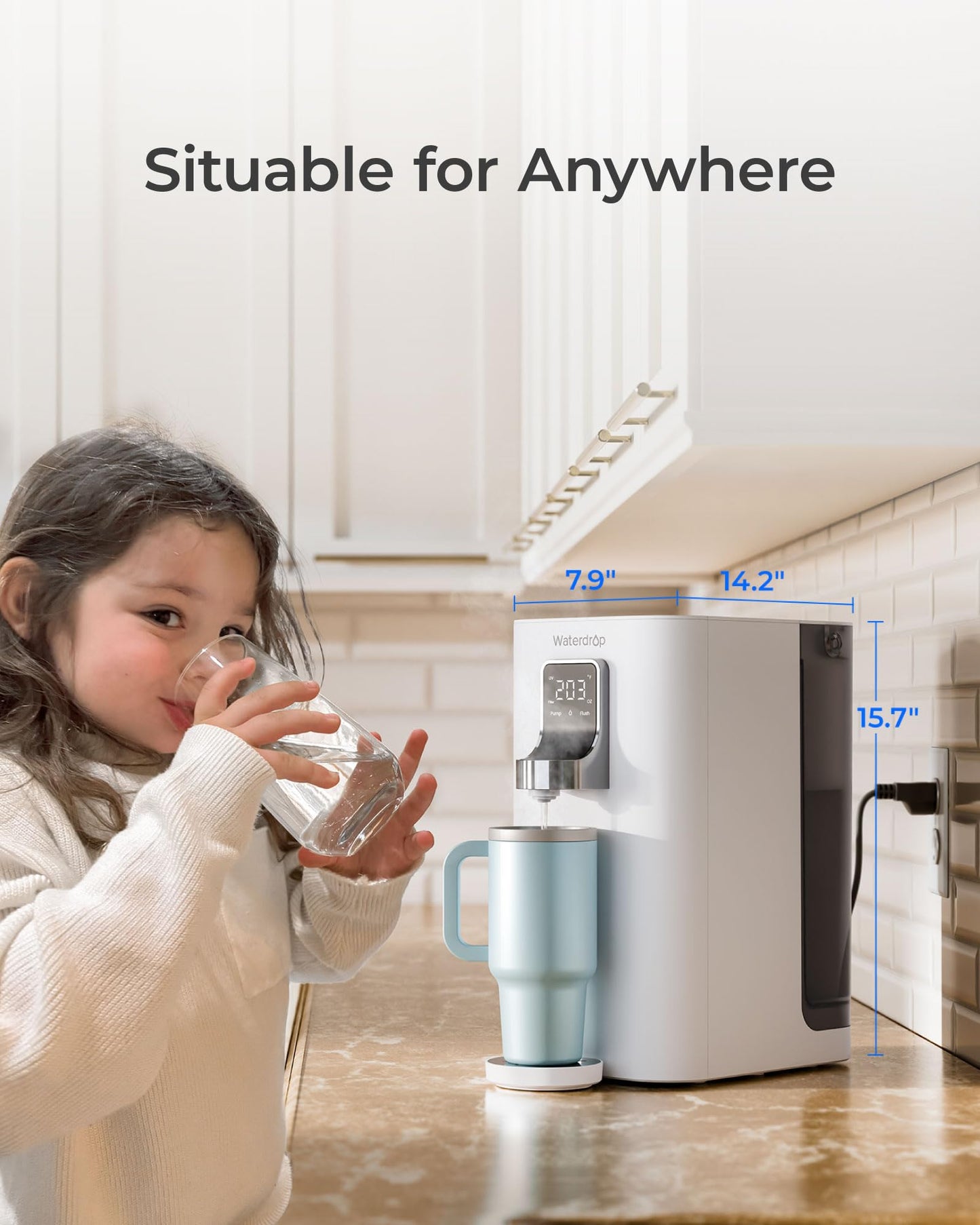 Waterdrop K19-H Countertop Reverse Osmosis System, Instant Hot, Reverse Osmosis Water Filter Countertop, 3:1 Pure to Drain, 4 Temperature Options Water Dispenser, No Installation Required
