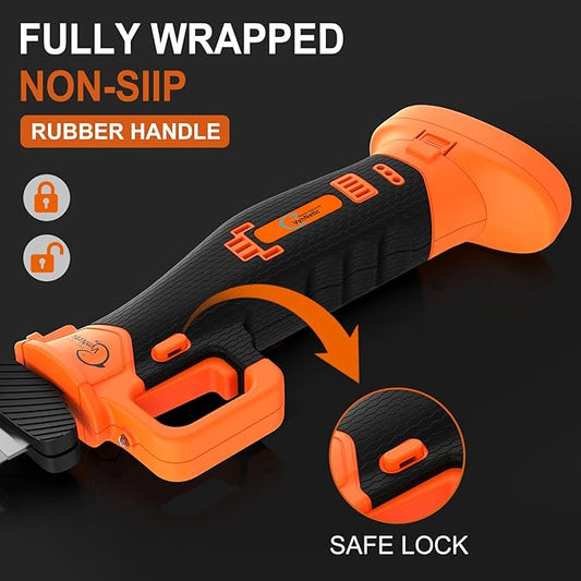 Electric Fillet Knife for Fish - Rechargeable Cordless Electric Knife With Non-Slip Grip Handle & 4 Ti-Nitride S.S. Coated Non-Stick Blades, 2 Batteriess Charger and Case For Fishing