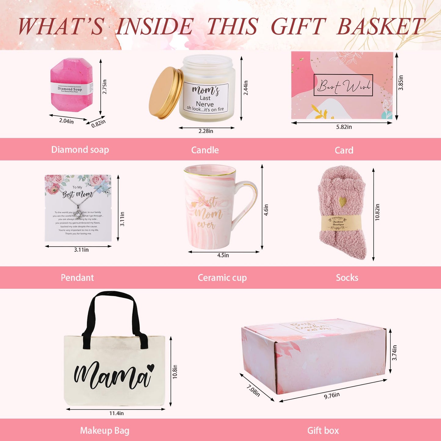 DHQH Best New Mom Gifts for Mom from Daughter Son,Gift Basket for Women Birthday Gifts for Mother-in-law Thanksgiving Presents with Candle box Tote Bag
