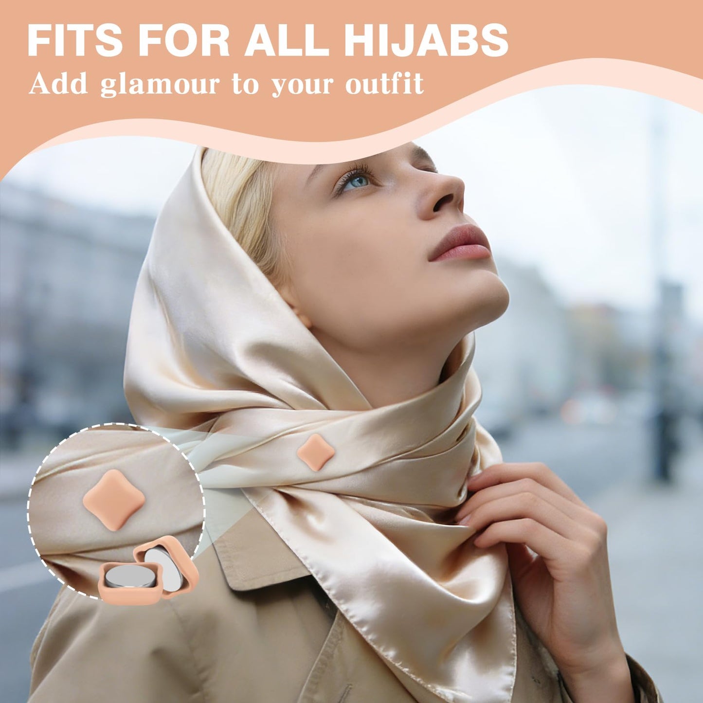 12 Pairs Hijab Magnets Strong Magnetic Hijab Pins for Women Pinless Clothing Clips for Scarf Veil Shirts Dress Muslim Islamic Gifts for Women - Square