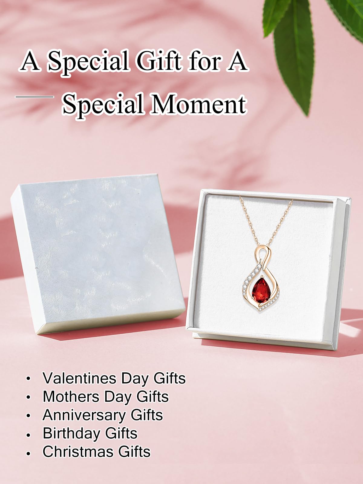 JIYVY32 Red Garnet Infinity Necklace for Women January Birthstone Necklaces Rose Gold Plating Anniversary Birthday Gifts for Wife Her Mom Girlfriend Birthstone Jewelry Gifts for Women