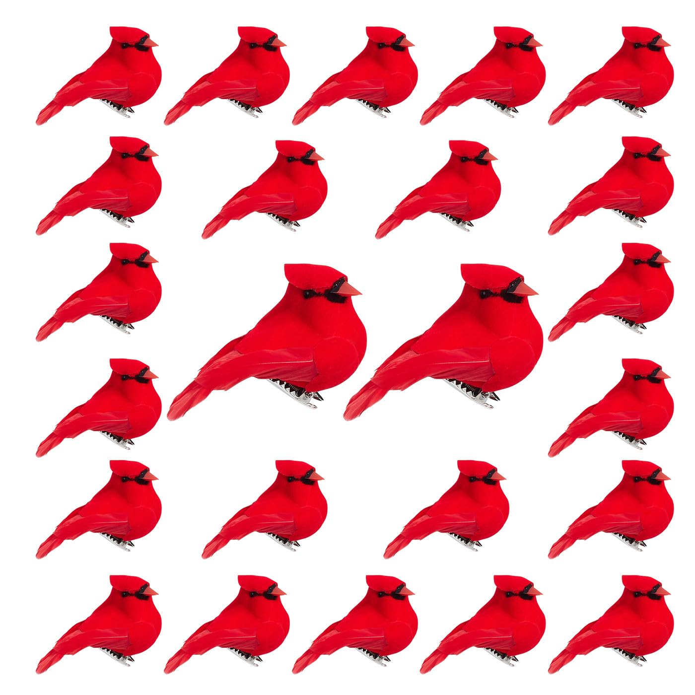 NUKAYAI 24Pcs Cardinal Bird Clip Decor, Mini Clip on Red Bird Decortaion for Christmas Tree, DIY Home Wreath Artificial Red Cardinal Gifts for Women Crafts Christmas Tree Ornament