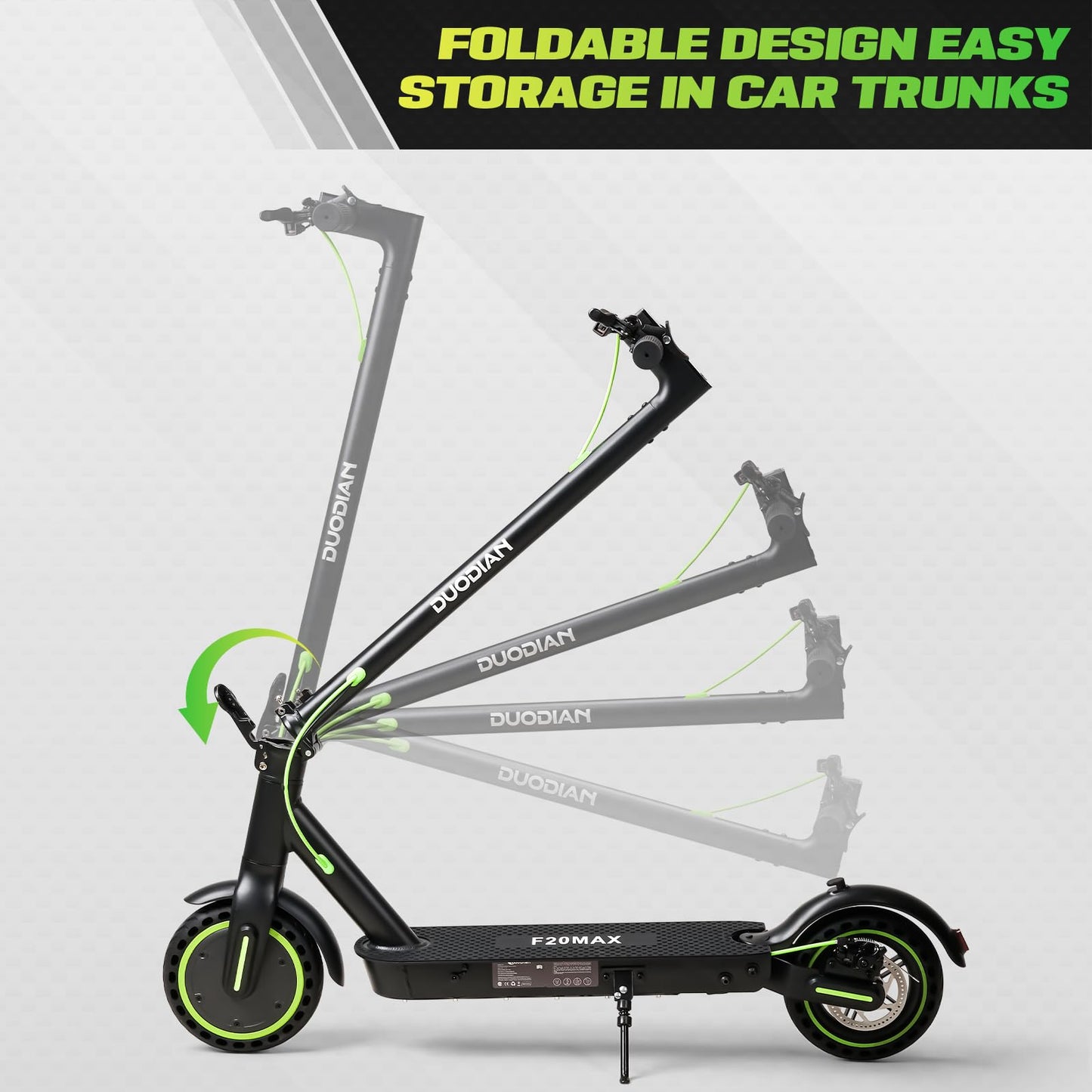 Electric Scooter Adults,Folding E Scooter with 350/500W Motor 19 Mph 18 Miles Range,8.5" Solid Tires Folding Commuting Motorized Kick Scooter (350W 19MPH 7.8AH 18 Miles Dual Rear Suspension - Green)