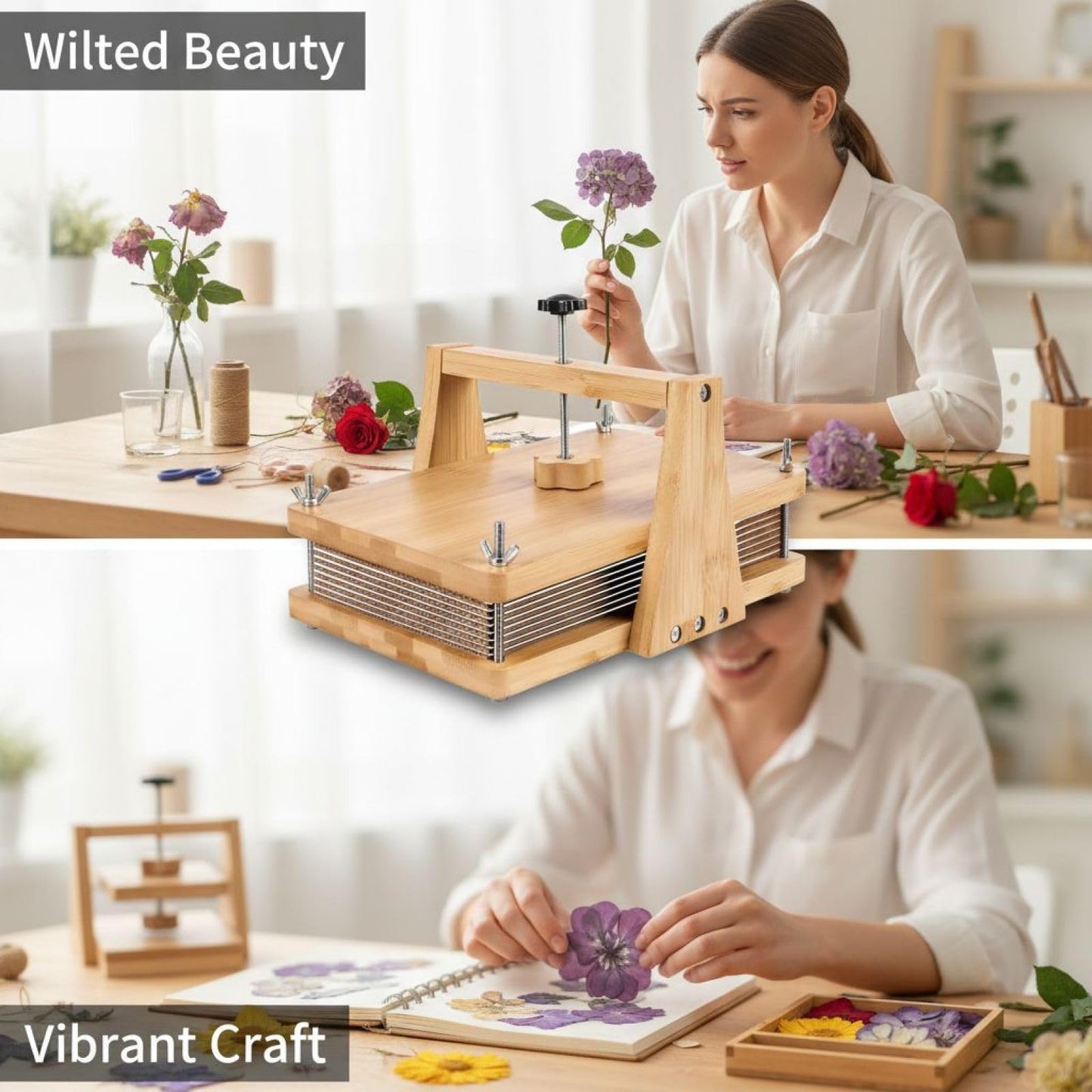 Toyosport Wooden Flower Press Kit, 11 x 7.1 in Large Floral Pressing Kit with Accessories, Multi-Layer Herbarium Press for DIY Art & Craft, Plant Specimen
