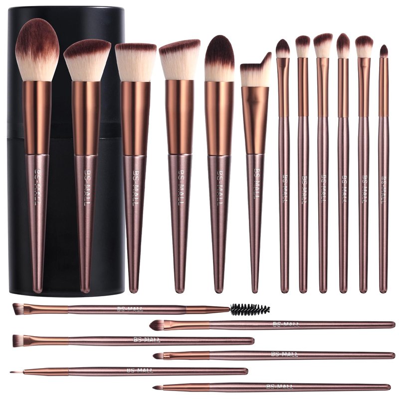 BS-MALL Makeup Brush Set, 18 PCS Professional Makeup Brushes with Case, Premium Synthetic Foundation Powder Concealer Blush Eyeshadow Brushes, Complete Face & Eye Makeup Kit for Beginners & Pros