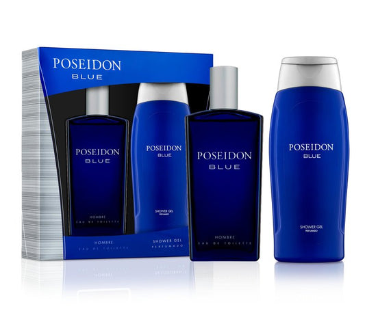 Instituto Espaol Poseidon Blue Men's Gift Set, Fresh Eau de Toilette Spray 3.4 fl oz and Shower Gel 8.45 fl oz, Invigorating Citrus and Aromatic Fragrance
