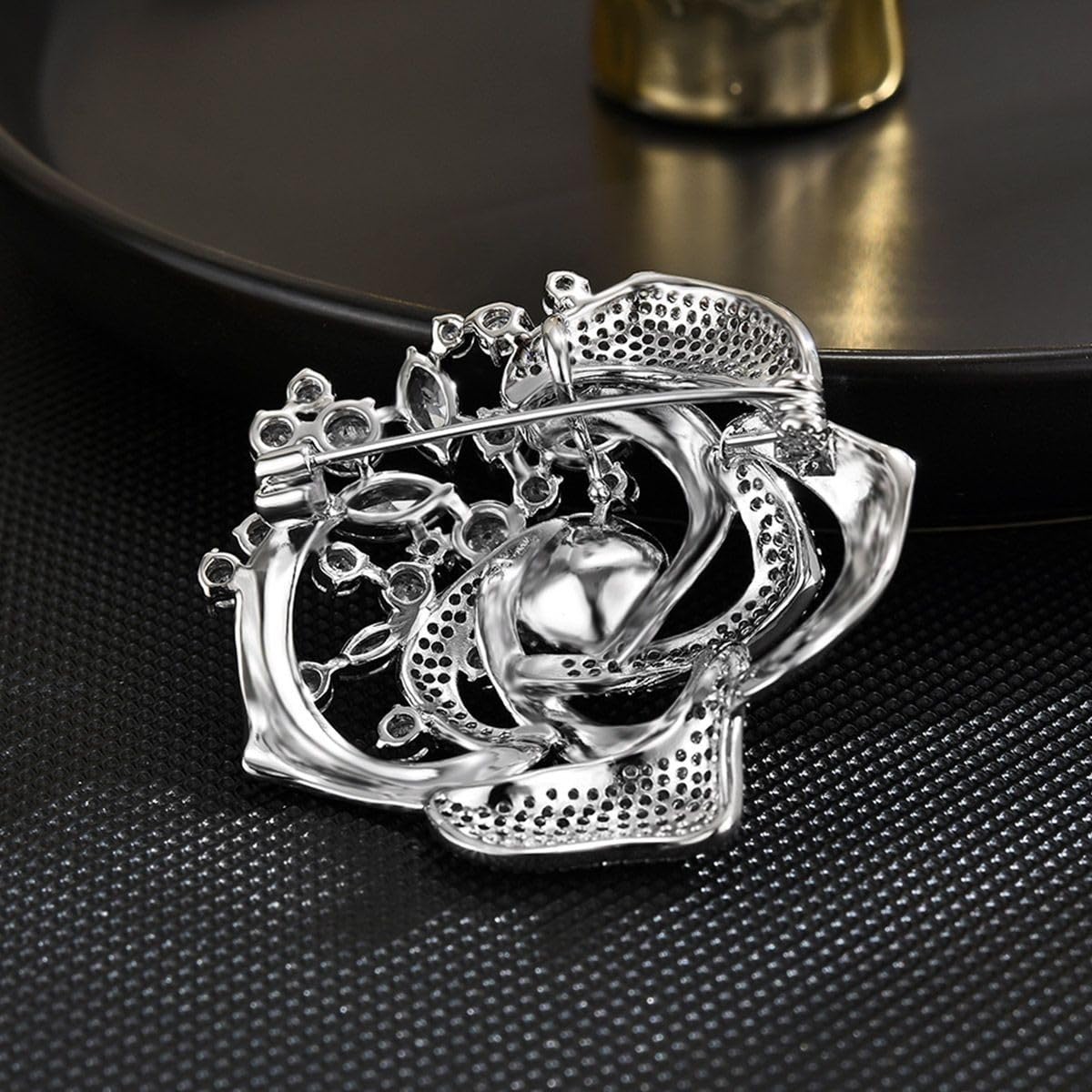 UNVAK Flower Brooch Austrian Crystal Brooch Pin Rhinestone Flower Brooch Lapel Pin Jewelry Thanksgiving Day Birthday Gifts Dress Accessories for Mom Wife