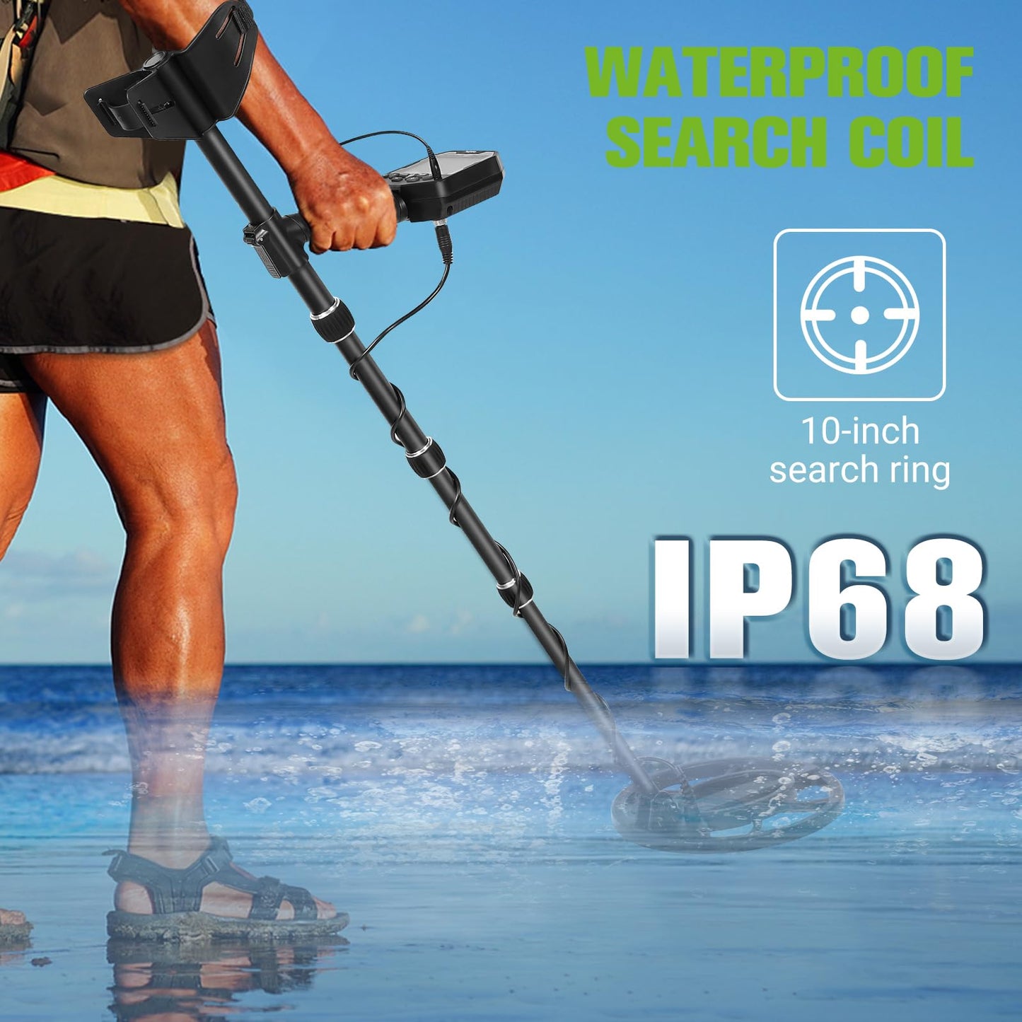 OneAmg Metal Detector for Adults,Higher Accuracy Gold Silver Metal Detectors Kit with Big LCD Display,Advanced DSP Chip 10" IP68 Coil,5 Modes Underwater Gold Detector for Beach Hunting and Backyard
