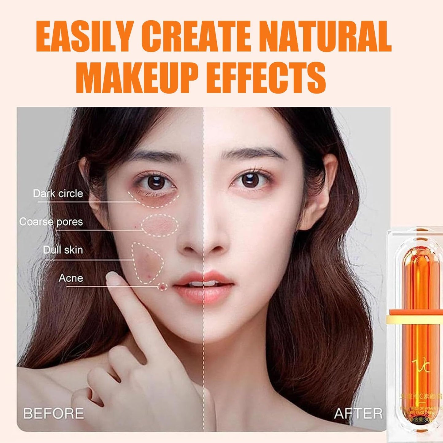 XIRUJNFD Vitamin C Makeup Tone Up Cream, Five Vitamin C Tone-Up Cream, Multi 4-In-1 Face, Concealer, Face Primer and Makeup (3)