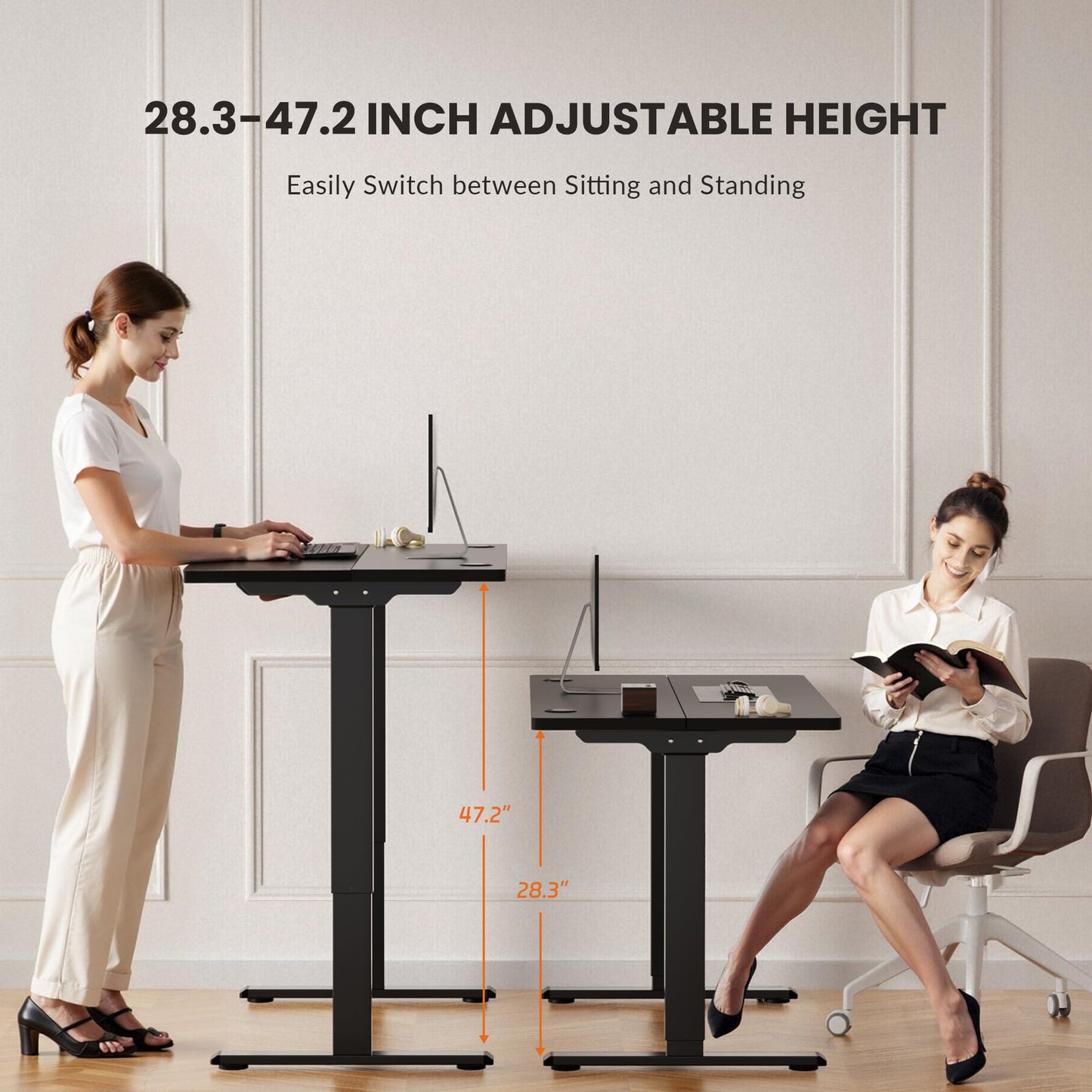 AspenLoft Dual Motor Electric Standing Desk Frame Workstation,Memory Controller Height Adjustment,330 lbs Capacity,Computer Desk for Home and Office,Black Frame Only