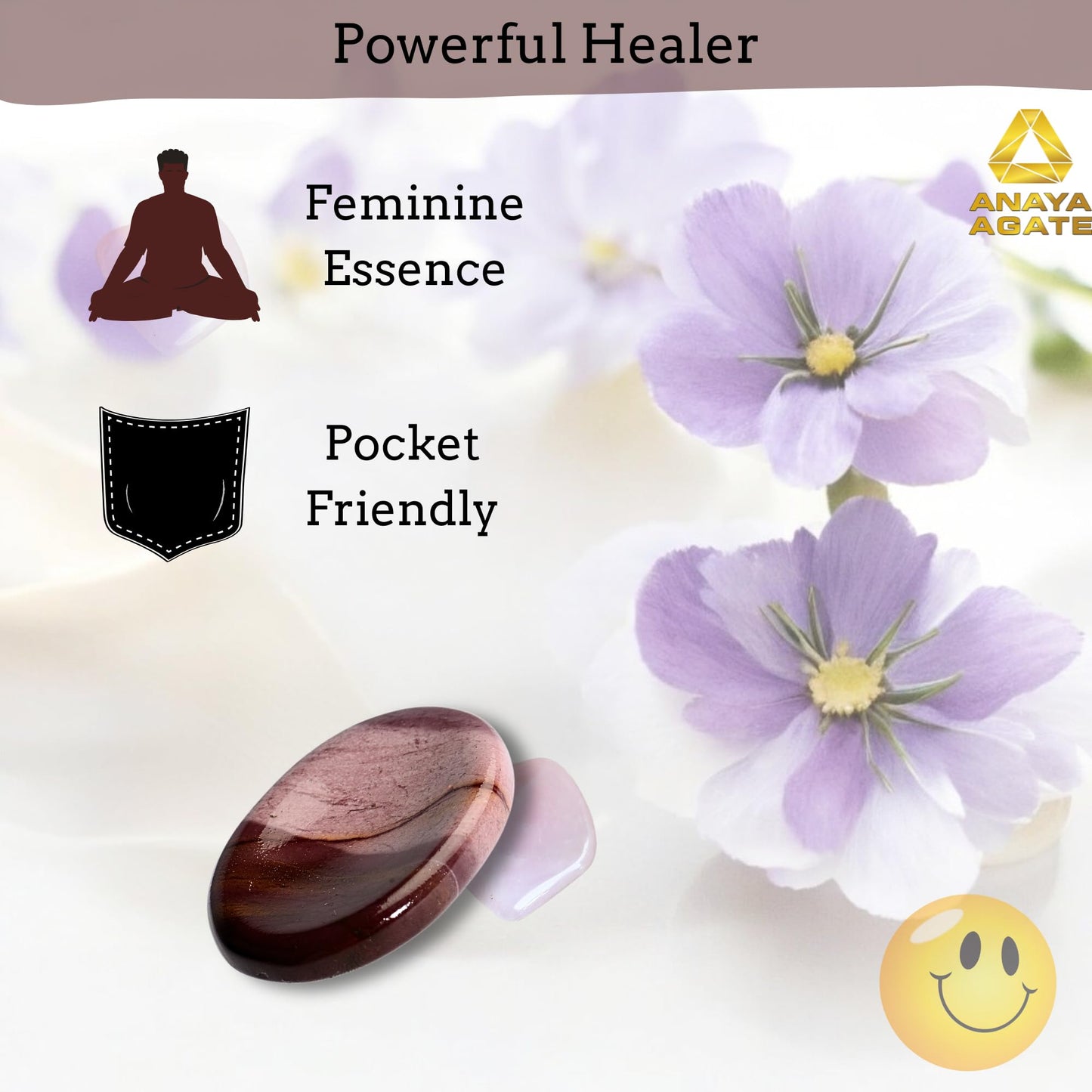 Anaya Agate Mookaite Jasper Worry Stones Certified Crystal Thumb Worry Stone for Anguish, Relaxing and Soothing Balance Stones for Meditation, Stress Relief Crystals and Healing Stones for Men, Women