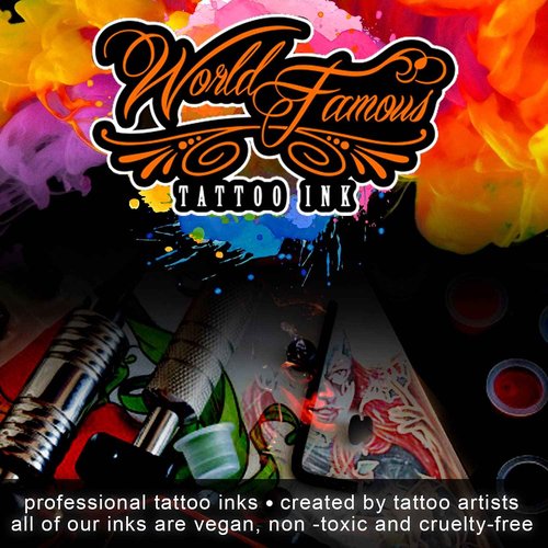World Famous Tattoo Ink Bundle with Triple Blackout Tattoo Ink (4 oz) & 7 Color Simple Tattoo Kit (7 Bottles, 0.5 oz Each) - Professional Tattoo Ink & Tattoo Supplies - Skin-Safe, Vegan & Non-Toxic