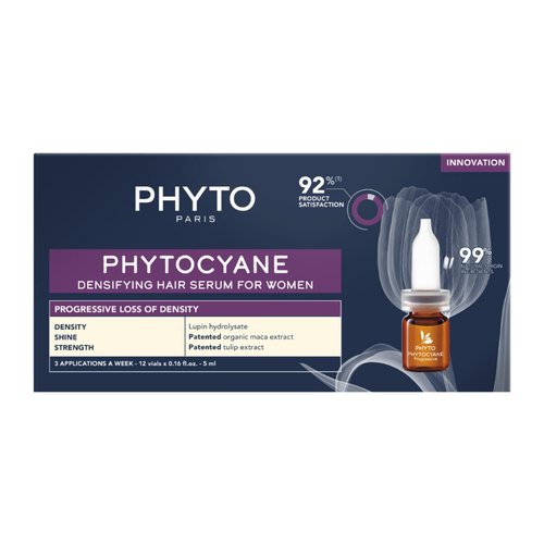 PHYTOCYANE Women Densifying Treatment for Progressive Hair Thinning, Aging, Menopause, Hereditary, 12 Vials x 0.169 fl.oz. (1 month Supply)