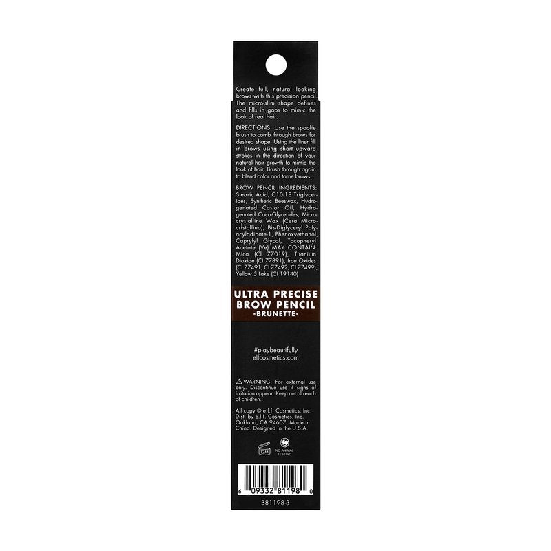 e.l.f. Ultra Precise Brow Pencil, Dual-Ended, Ultra Fine Tip Defines & Fills Eyebrows, Creamy Formula, Vegan & Cruelty-Free, Brunette