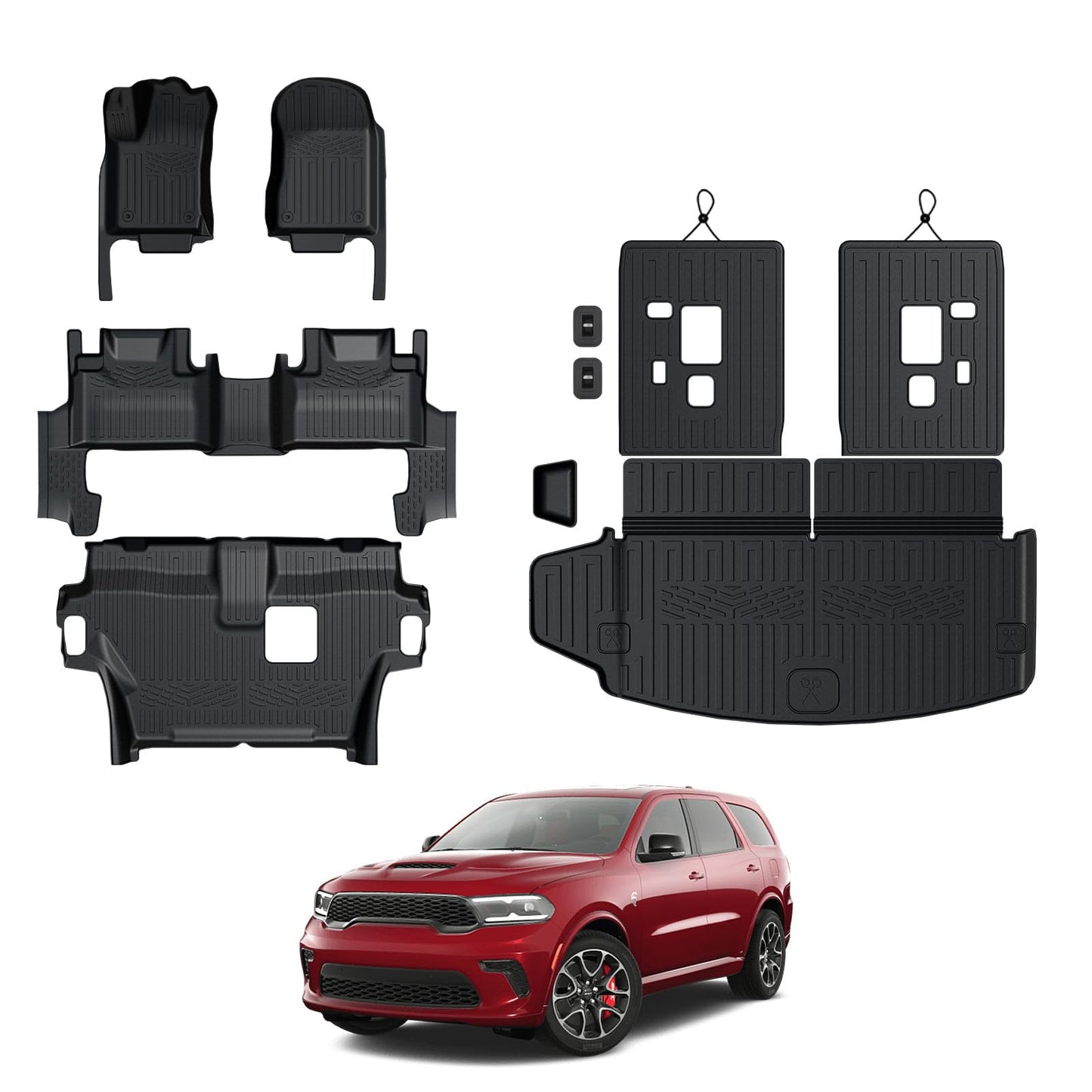 GALVAGNITE Floor Mats for 2016-2025 2026 Dodge Durango 7-seat, All Weather TPE Cargo Liner Cargo Mat and 3rd Row Backrest Mats for Durango Accessories