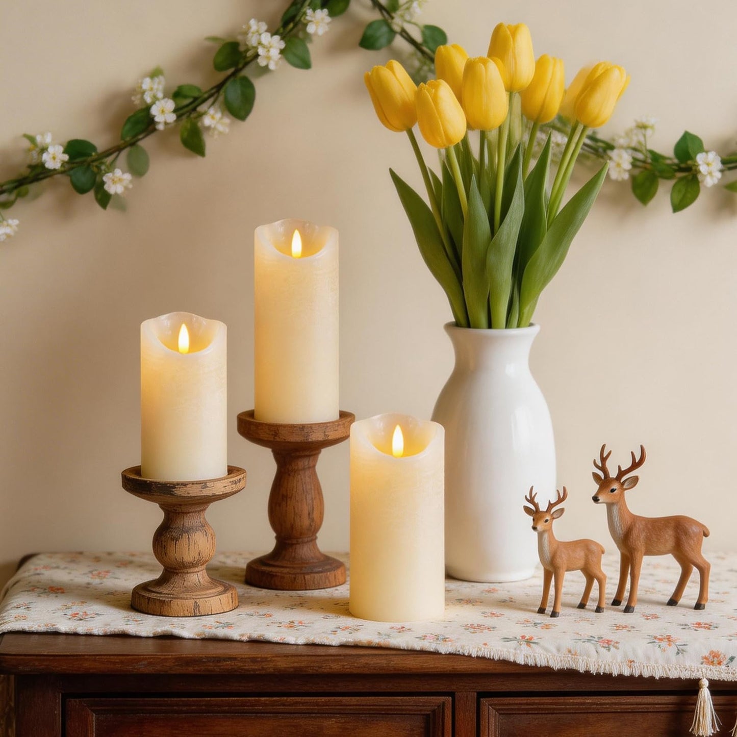 MiKoyi Flameless Pillar Candles with Remote, Battery Operated Candles Real Wax, [5-Pack] Fake LED Flickering flameless Candle with Timer Function for Room Home Decor (2.2" * 5/5.5/6/7/8"") - White"