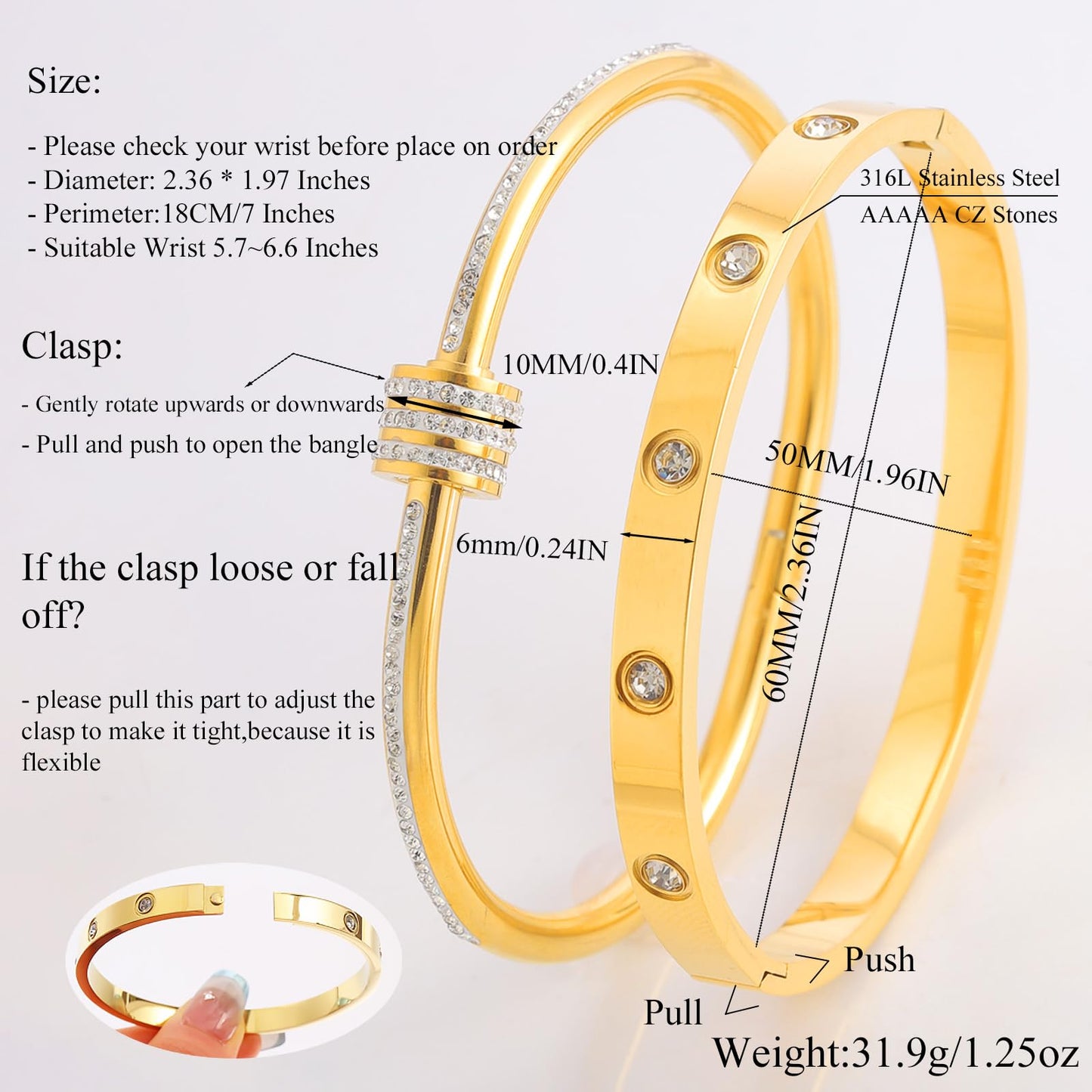 Camhanno Gold Bangles for Women - Stainless Steel Love & Friendship Bracelet Set with Gift Box | Daily Wear & Party Jewelry