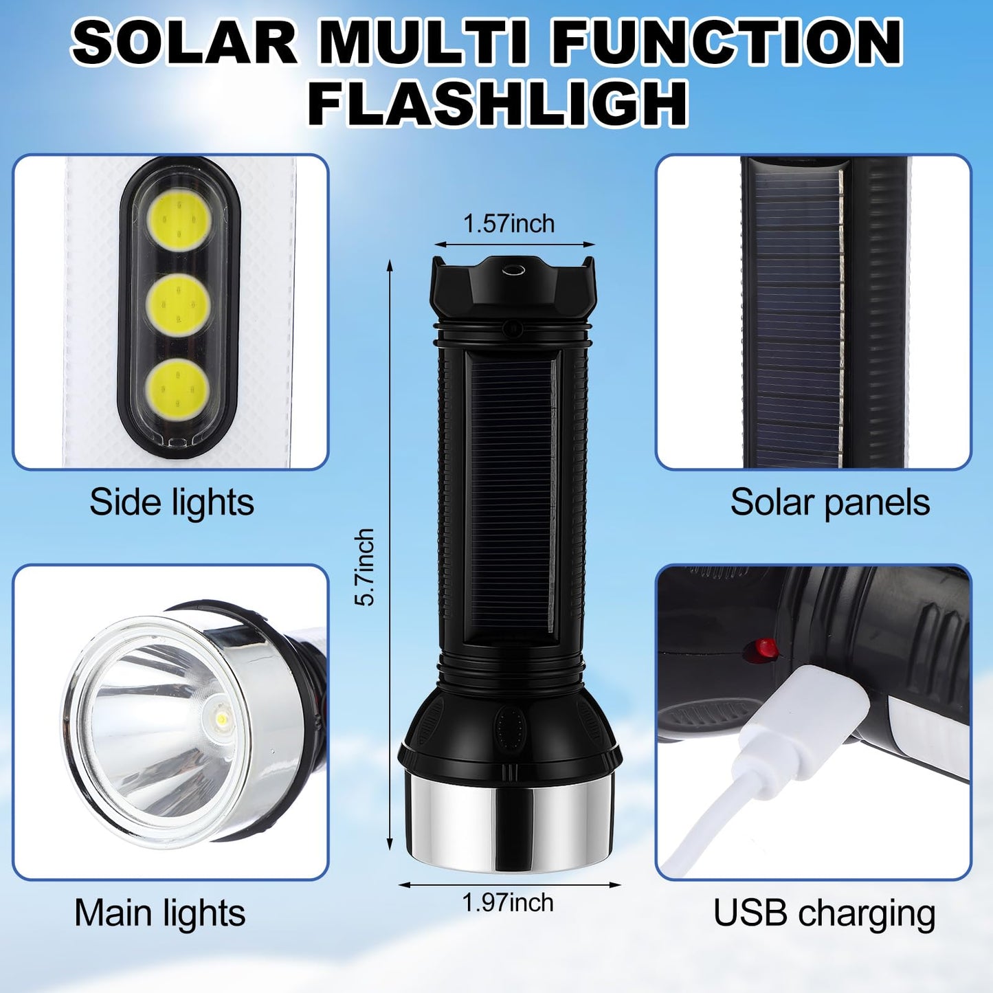 Chicingyou 8 Pcs Portable Emergency Thermal Blanket Camping Sleeping Bag Solar Rechargeable Flashlight Emergency Safety Whistle Gloves Scarf Socks Beanie Set for Camping Hiking Travel Hunting(Orange)