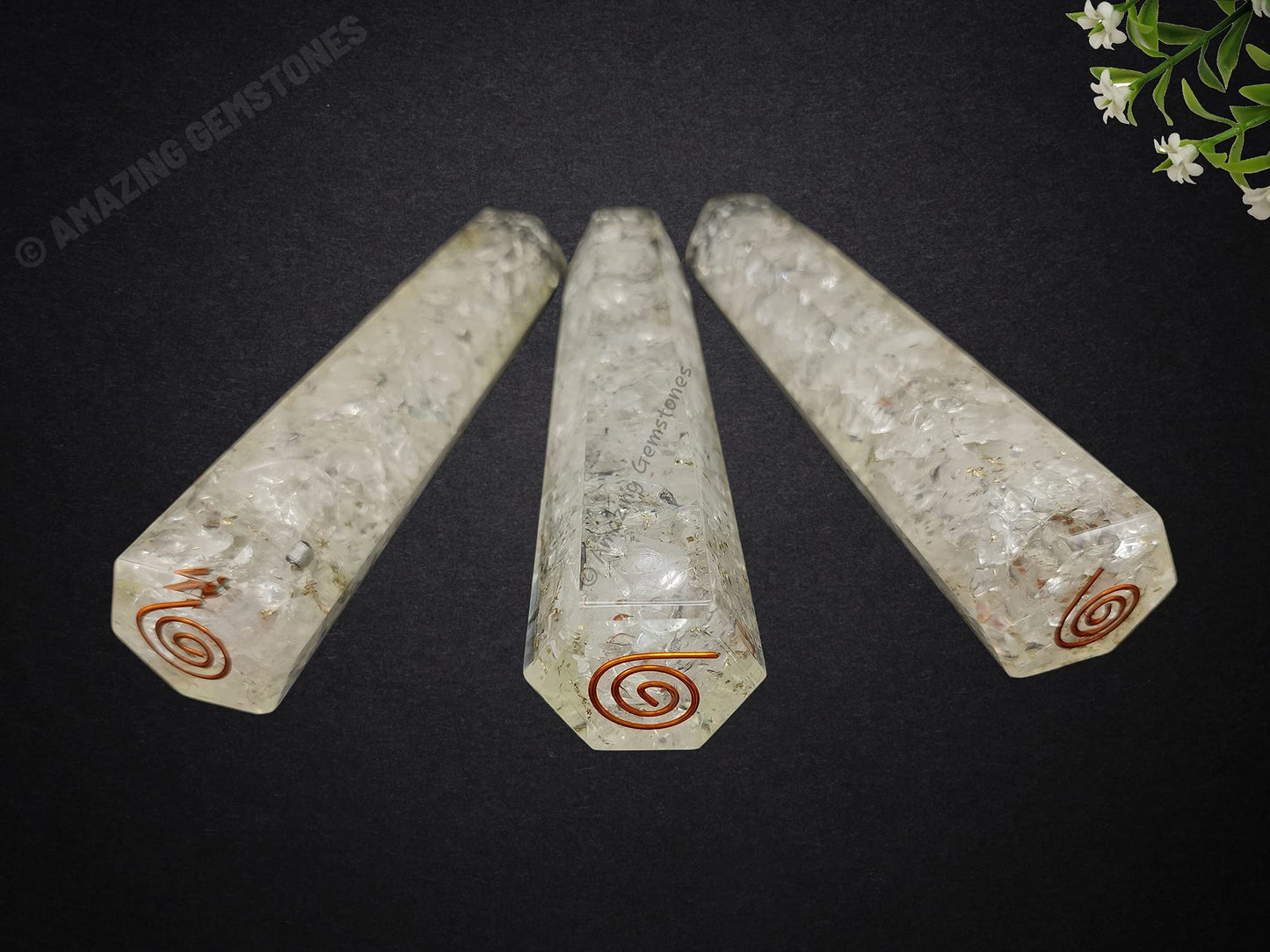 Amazing Gemstone Clear Quartz Crystal Orgonite Towers - Natural Healing Crystal Point Obelisk for Reiki Healing and Crystal Grid (4.5 Inch to 5 Inch, Pack of 1)