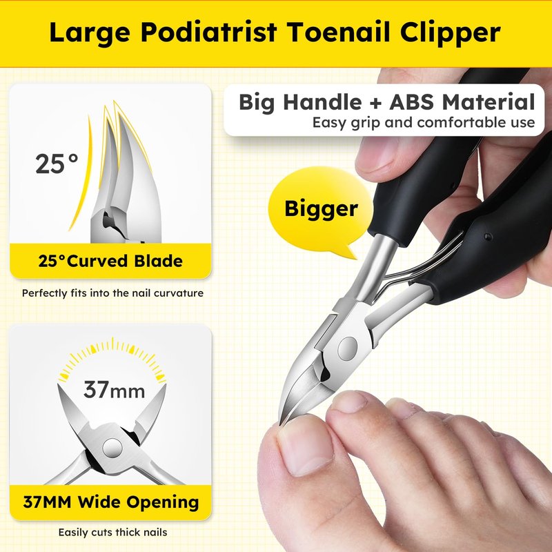 Nail Clippers for Seniors, Heavy Duty Ingrown Toenail Clippers with Long Handle, Woodpecker Angled Head Toe Nail Clippers and Slanted Nail Cutter for Thick Nail for Men Women Pregnant Elderly 6Pcs