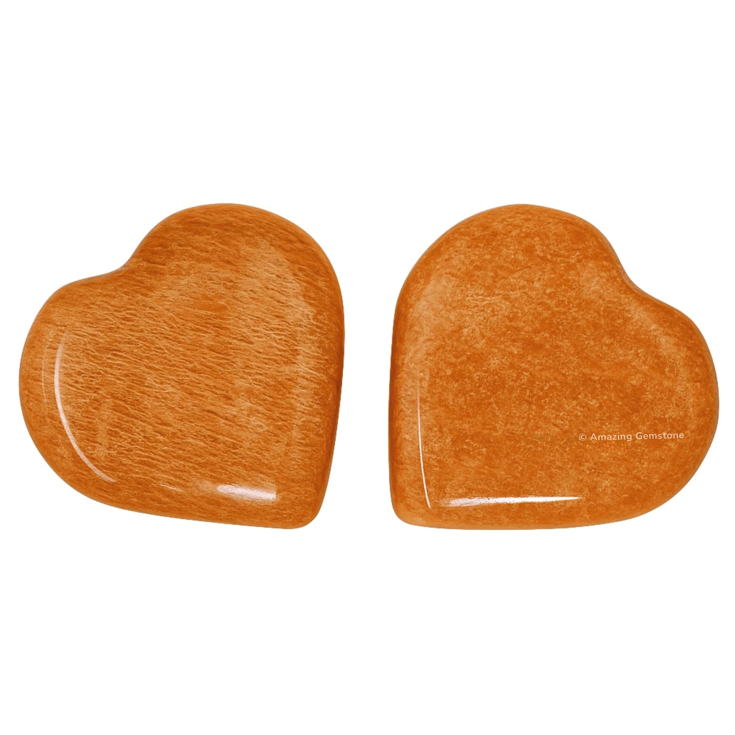 Amazing Gemstone Peach Moonstone Stone Heart - Pack of 2 Crystal Heart Stones Rocks - Corazones De Piedra Crystals and Healing Stones Heart Shaped Crystal - Stocking Stuffers Gifts