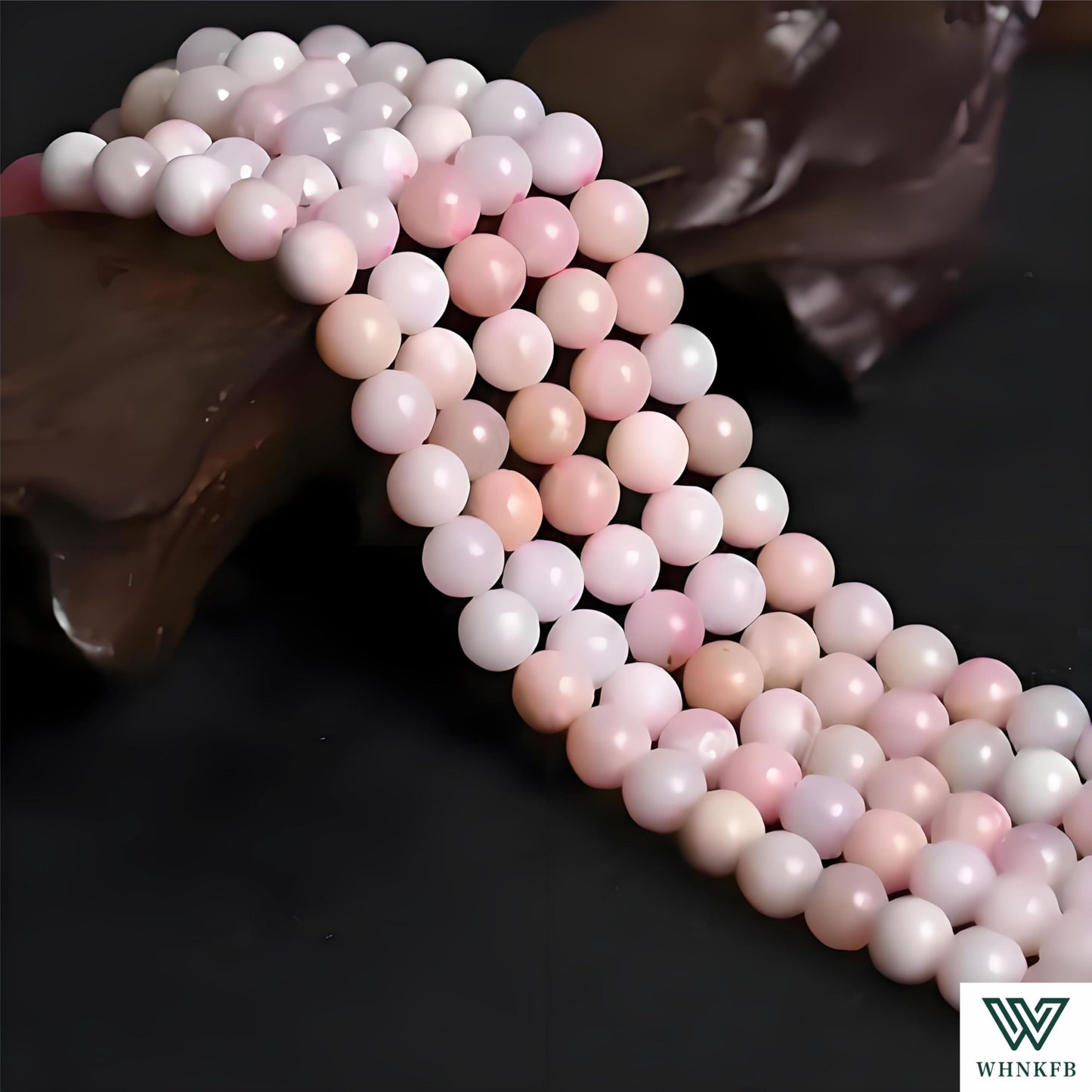 WHNKFB 8mm 50PCS Natural Undyed Pink Opal Beads, Rose Quartz-Like Gemstone Loose Beads for Love Energy Jewelry Making, DIY Craft Bulk Supplies with Elastic Cord