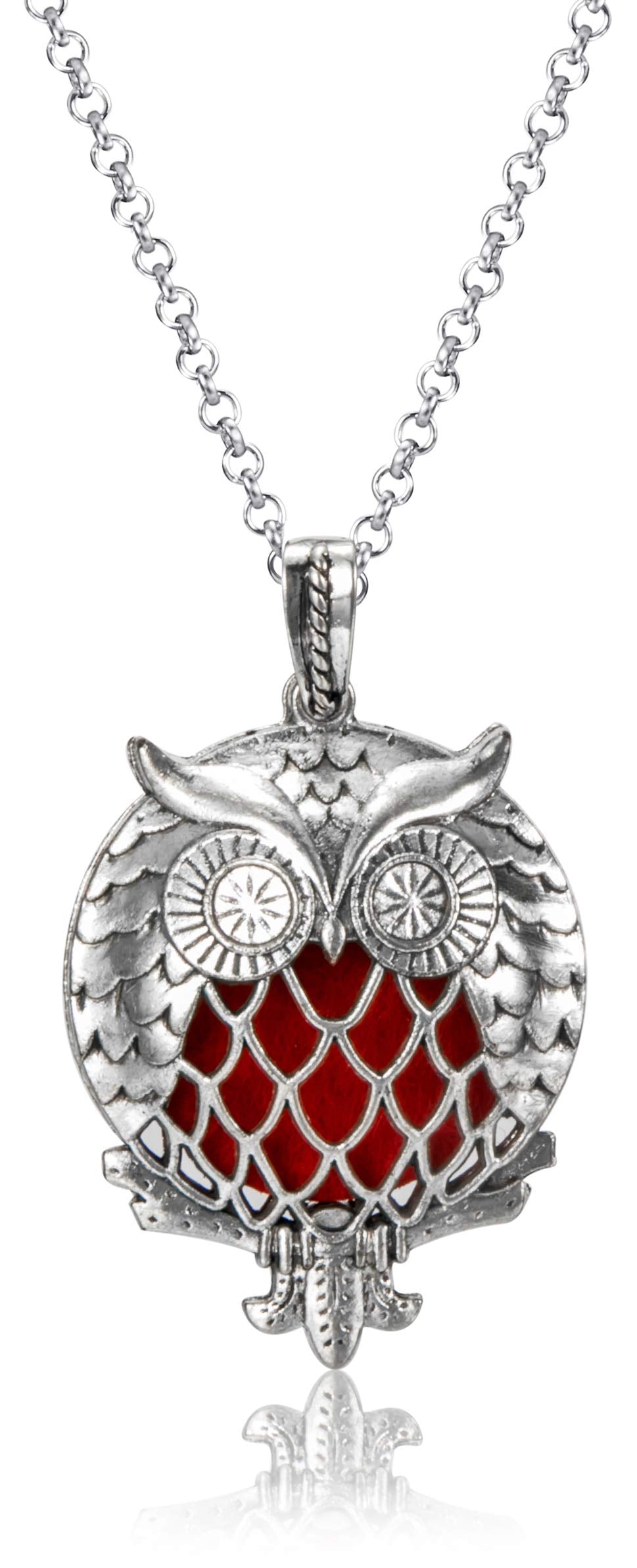 Wild Essentials Owl of Athena Essential Oil Diffuser Necklace Gift Set with Inner Calm & Relax Oils – Nickel Free Alloy Pendant with 8 Color Pads – USA Made Oils & Perfume Necklace – Family Company