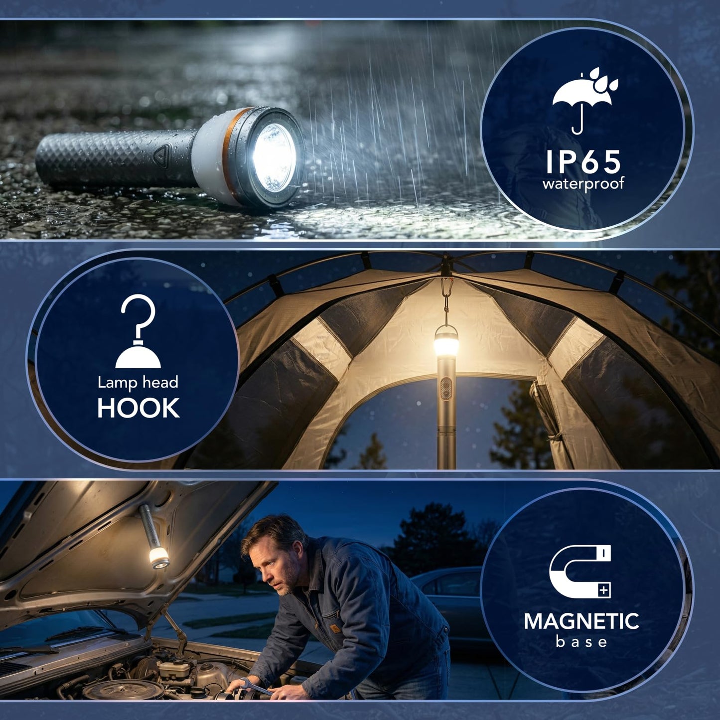 Neoglint Telescopic Camping Light, 800LM Collapsible Rechargeable Camping Lantern with Stand, Magnetic Base & USB Battery, IP65 Waterproof Portable Tent Light with Remote for Outdoor Survival