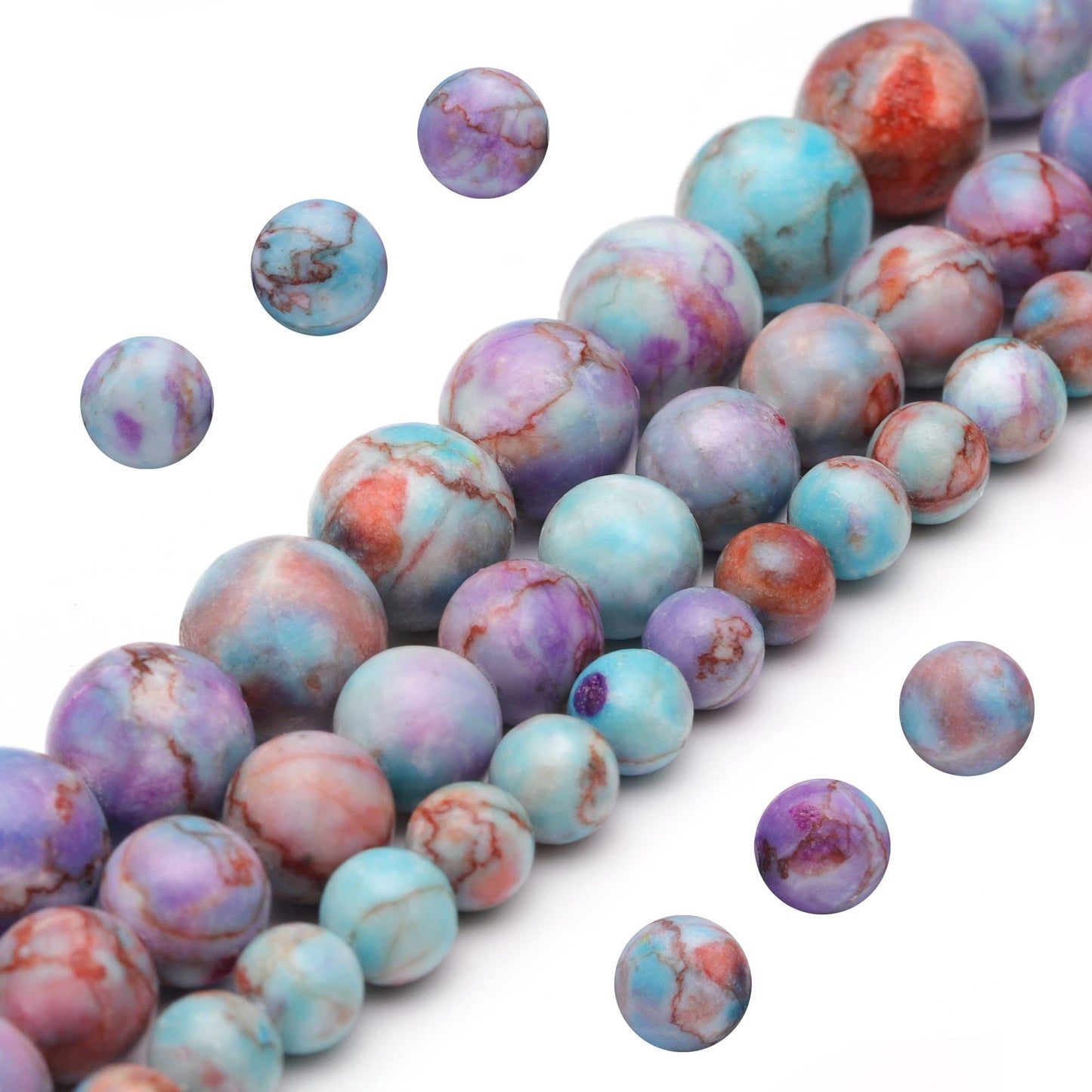 Youngbling Natural Gemstone Beads for Jewelry Making,8mm Purple Jasper Polished Round Smooth Stone Beads,Genuine Real Stone for Bracelet Necklace 15 Inch