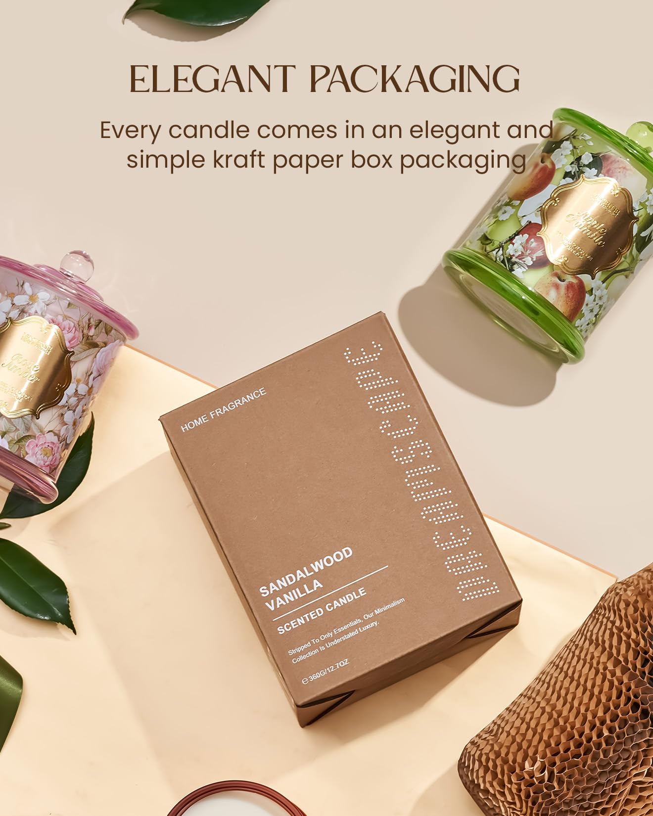M&SENSE Garden Rose Scented Candles, Natural Soy Wax Non Toxic, Romantic Date Stress Relief Home Fragrance, 12.7oz 2 Wick 75 Hours Candles for Women