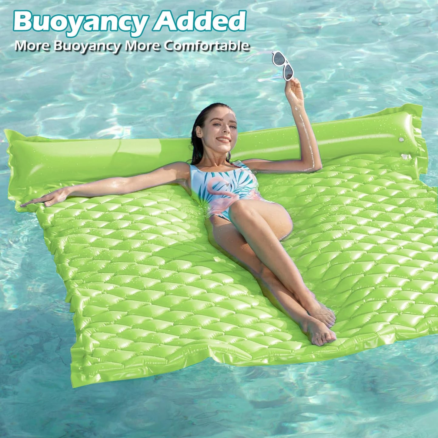 Jasonwell Floating Mat Pool Floats - Giant Inflatable Pool Float Lake Raft Lounge Floating Water Mat for Swimming Pool Floatie Lounger Beach Pool Party Toy for Adults & Kids (CH, XL)