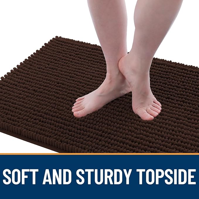 OLANLY Dog Door Mat for Muddy Paws 59x24, Ultra Absorbent Chenille Mud Doormat, Non-Slip Washable and Dirt Trapping Doormat for Indoor Entryway, Quick-Dry Indoor Pet Bed Mats for Dogs, Brown