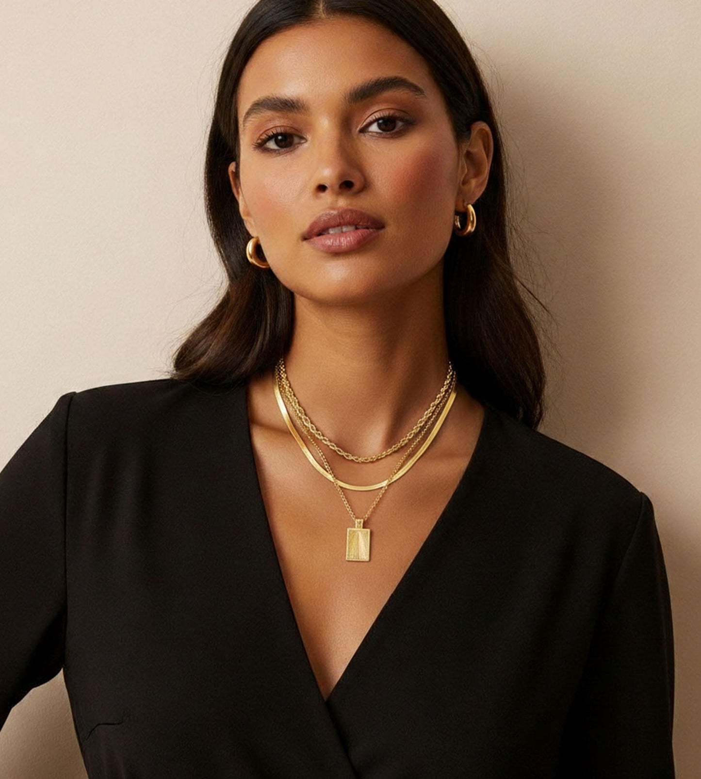 YEEZII Layered Gold Necklaces for Women Trendy, 3 Pcs 14K Gold Plated Choker Paperclip Box Chain Necklace, Stackable Women's Gold Pendant Necklaces Jewelry Set (White Gold)