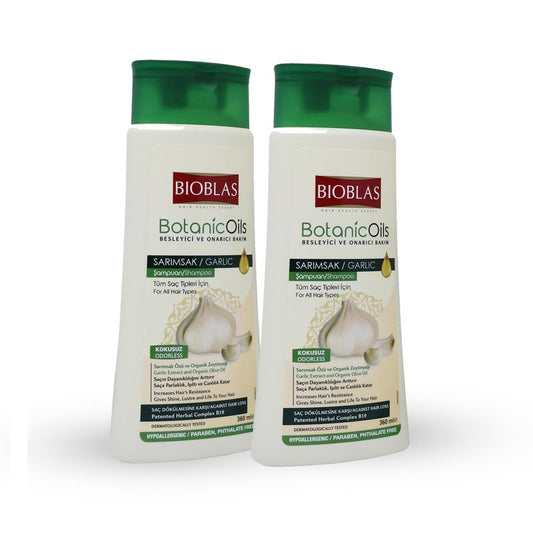 Bioblas Garlic Shampoo - Odorless & Unscented Hair Growth Formula for Men & Women - Clarifying Treatment to Cleanse Roots & Scalp - Hair Thickening & Anti-Thinning Solution (2 Pack)