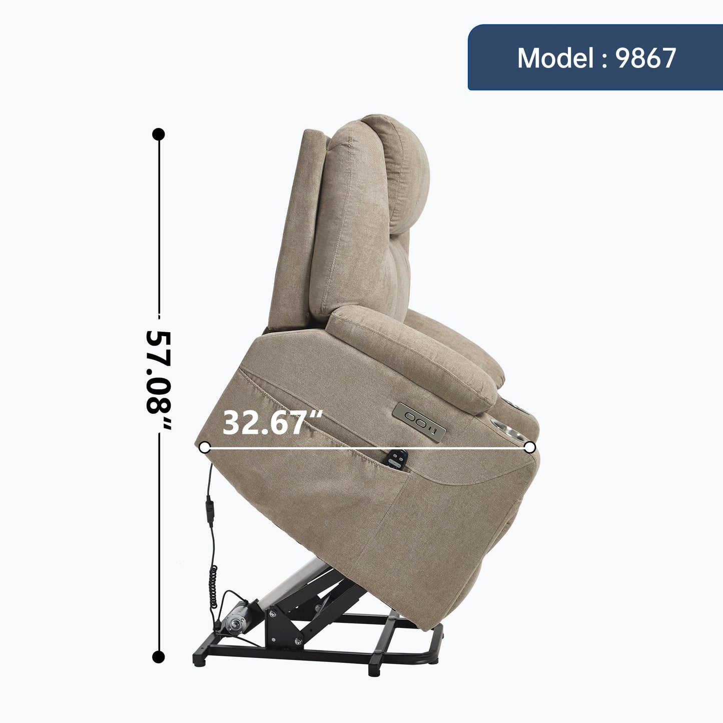 KEIKI Power Lift Recliner Chair with Massage and Heat, Electric Lift Assist, 8 Vibration Modes, Lumbar Heat Therapy, for Senior Living Room, Home Theater, Brown Polyester