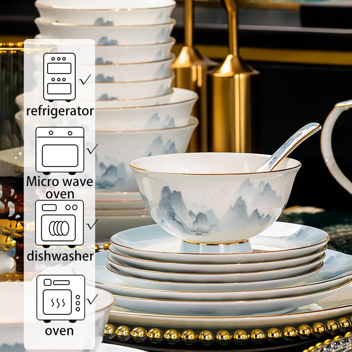 Stoneware Tableware Set, 60 Pieces For 6 People, Dishwasher And Microwave Safe, Family Gathering Gift, High-end Durable Porcelain (30 piece set)