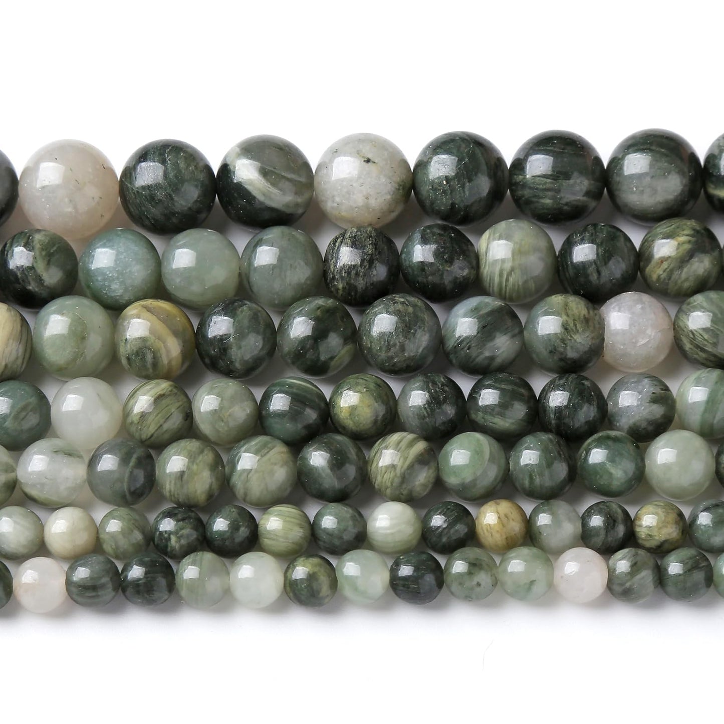 45pcs 8mm Natural Green Hair Quartz Stone Beads for Jewelry Making DIY Bracelet Necklace Accessories 15" Energy Healing Power Round Stone Beads(8mm, Green Hair Quartz)