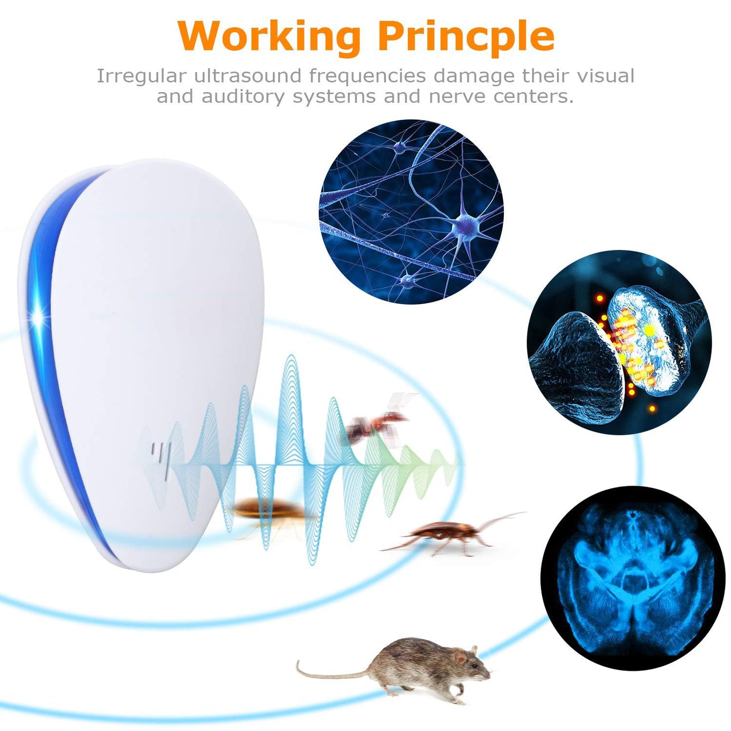 Upgraded 6 Packs Ultrasonic Pest Control Repeller, Electronic Spider Repellent Indoor for Insect Roaches Rodent Ant Bug Mosquito Rat Mouse Repellent Plug in for House Home Kitchen Garage