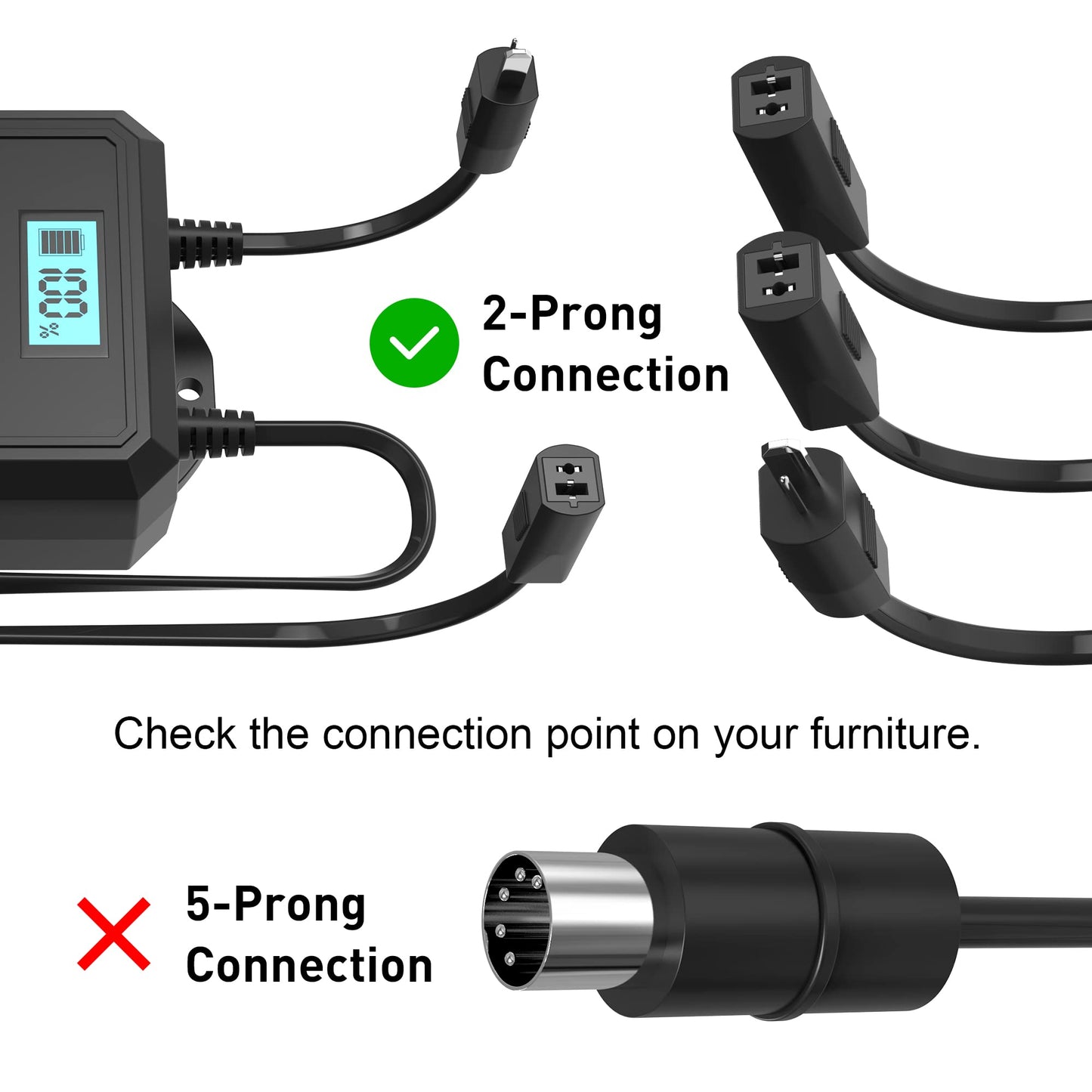 Sevkumz Recliner Battery Pack Rechargeable For Reclining Furniture,Flexsteel Furniture Cordless Couch Battery Power Pack For Power Electric Recliner Sofa,2-Pin,Fit Lazy Boy/Okin/Limoss/Berkline Chairs