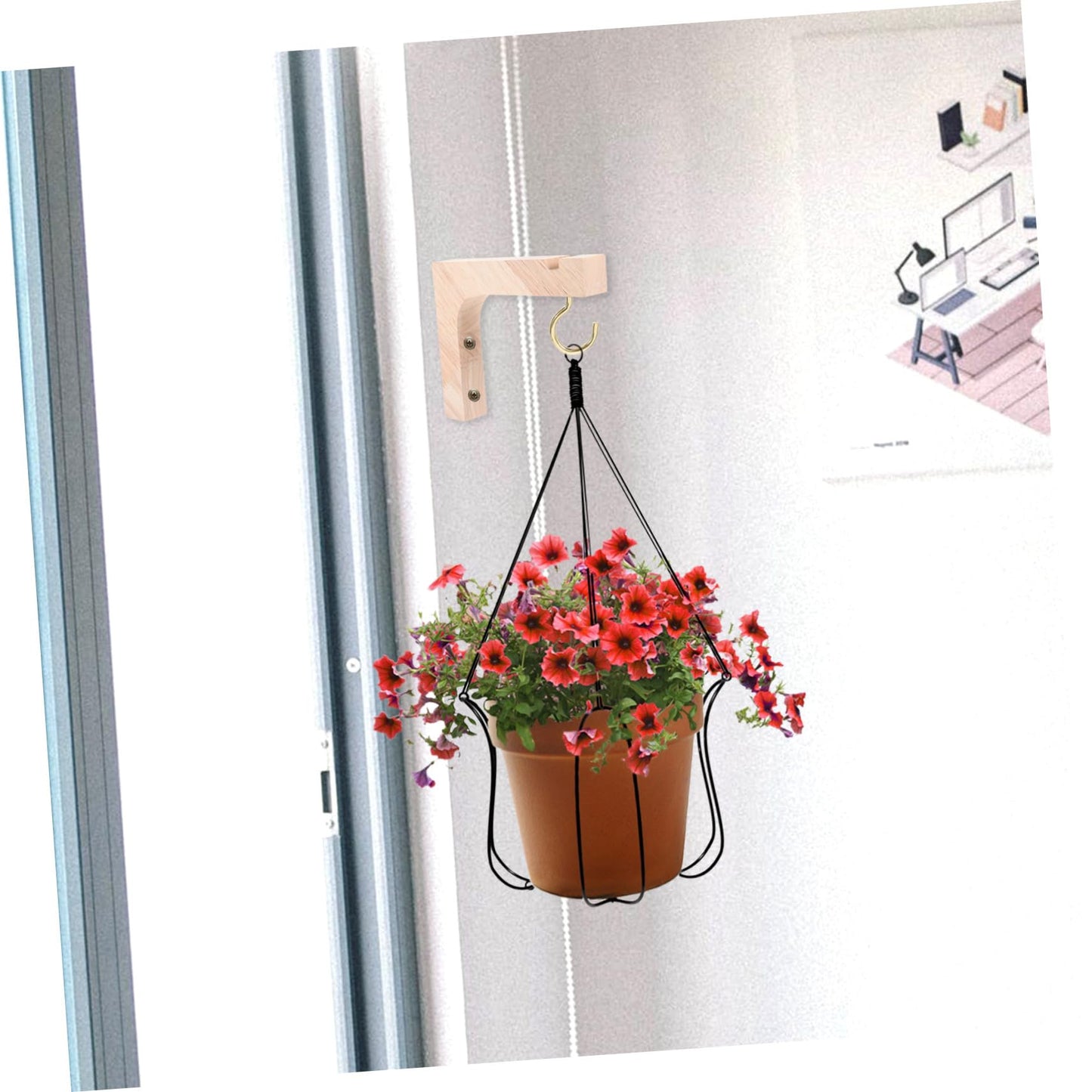 Luxshiny Wooden Plant Hangers 2pcs Plant Wall Hooks Heavy-Duty Indoor Outdoor Hanging Bracket for Flower Pots Natural Wood Finish