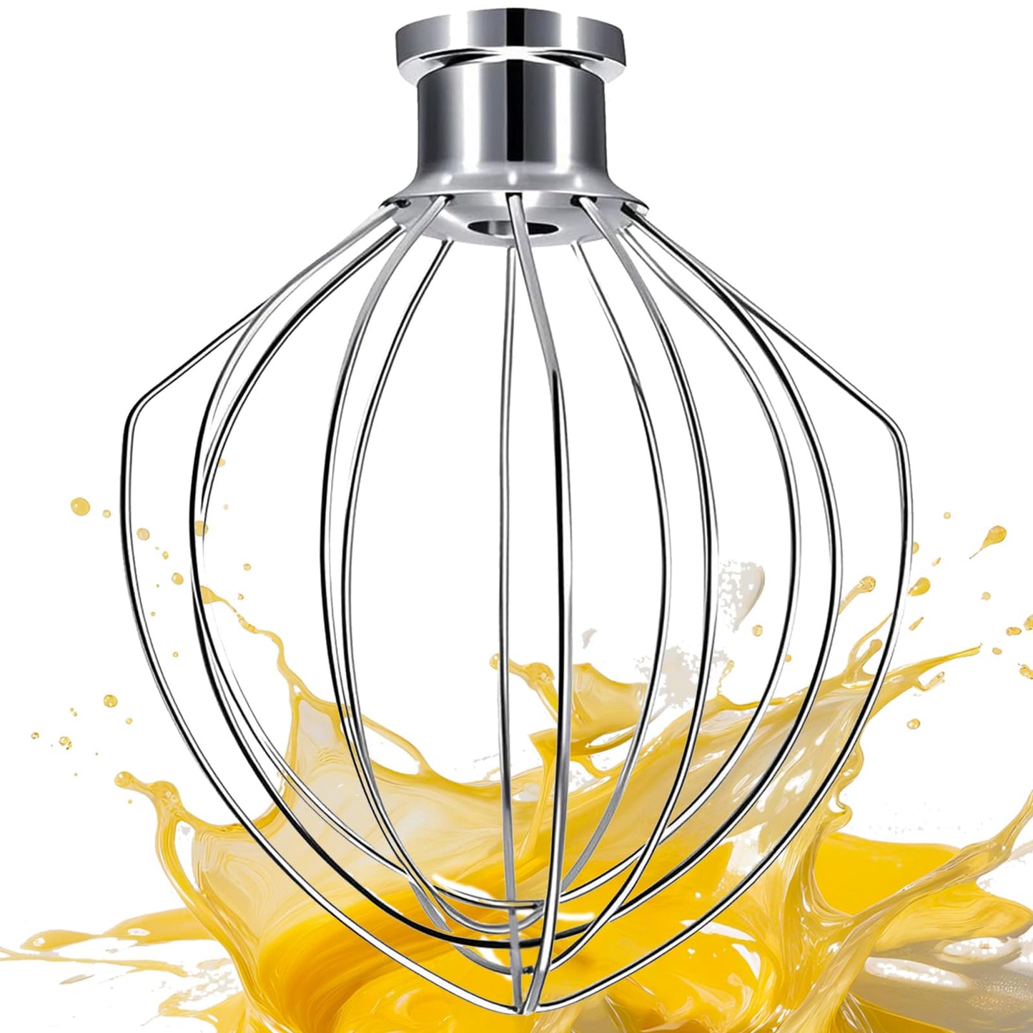 NewlyArt Whisk Attachment Fits KitchenAid, 6 Wire Whip for 4.5 5 Quart KitchenAid Tilt-Head Stand Mixer，K45WW Kitchen Aid Accessories and Attachments, Stainless Steel Wires + Aluminum Hub